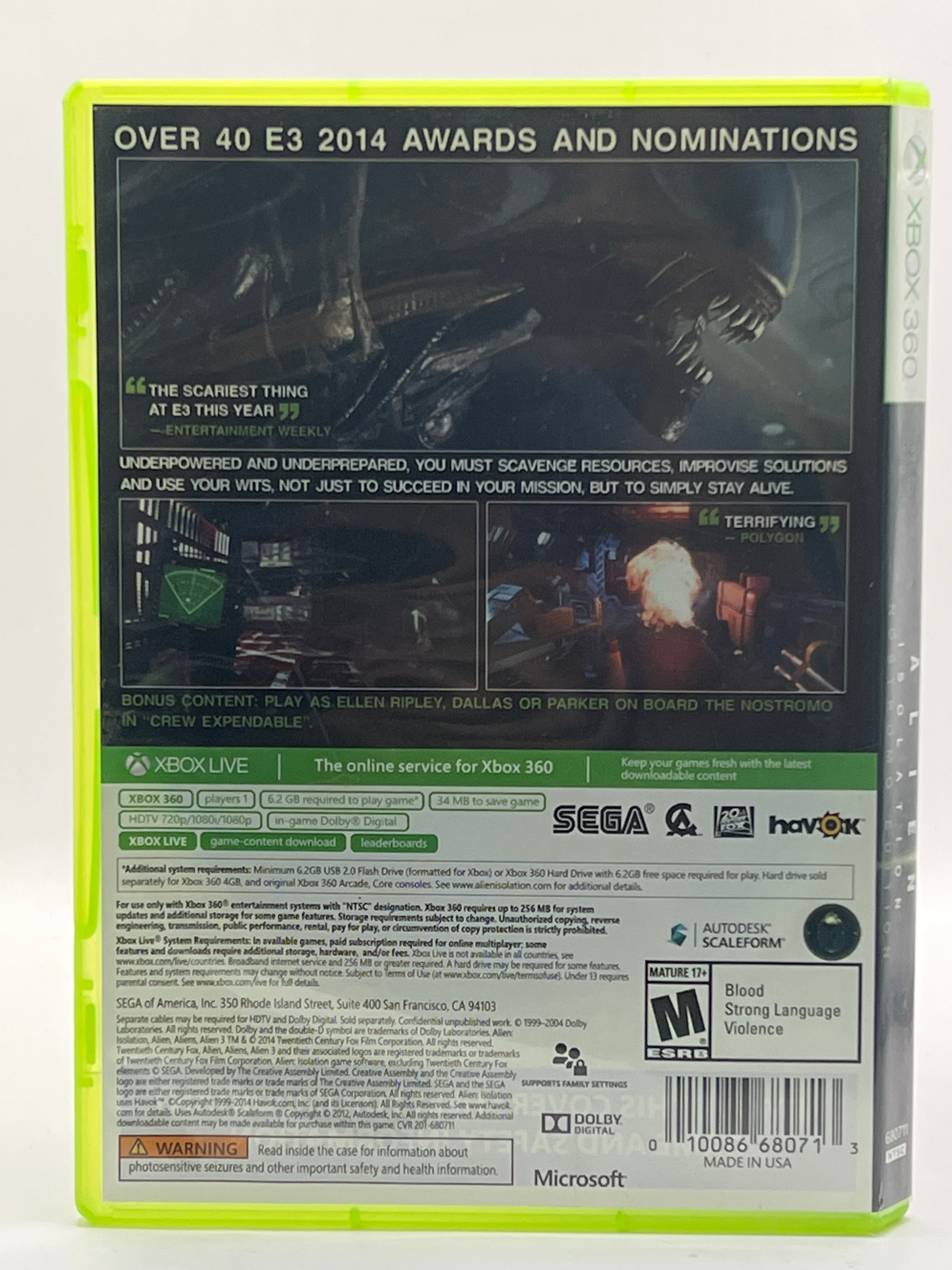 Alien: Isolation CL01 (CIB) Xbox 360