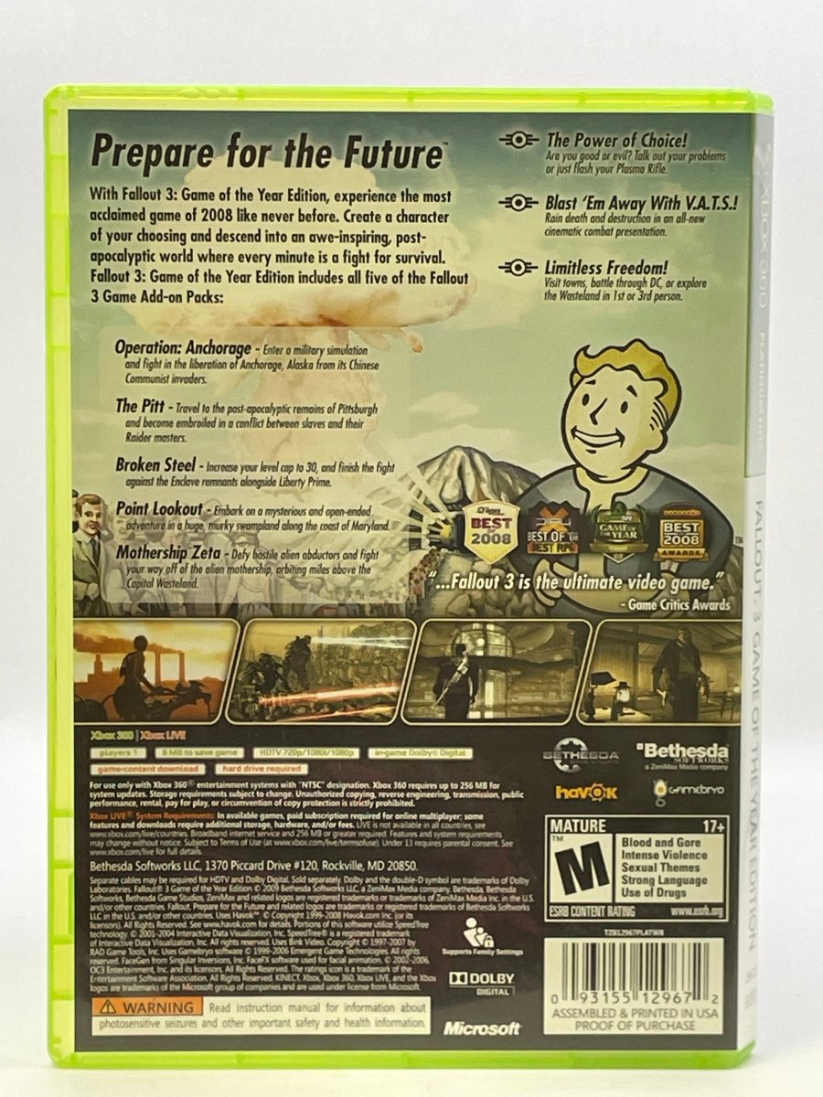 Fallout 3 [Game of the Year Platinum Hits] CL01 (CIB) Xbox 360