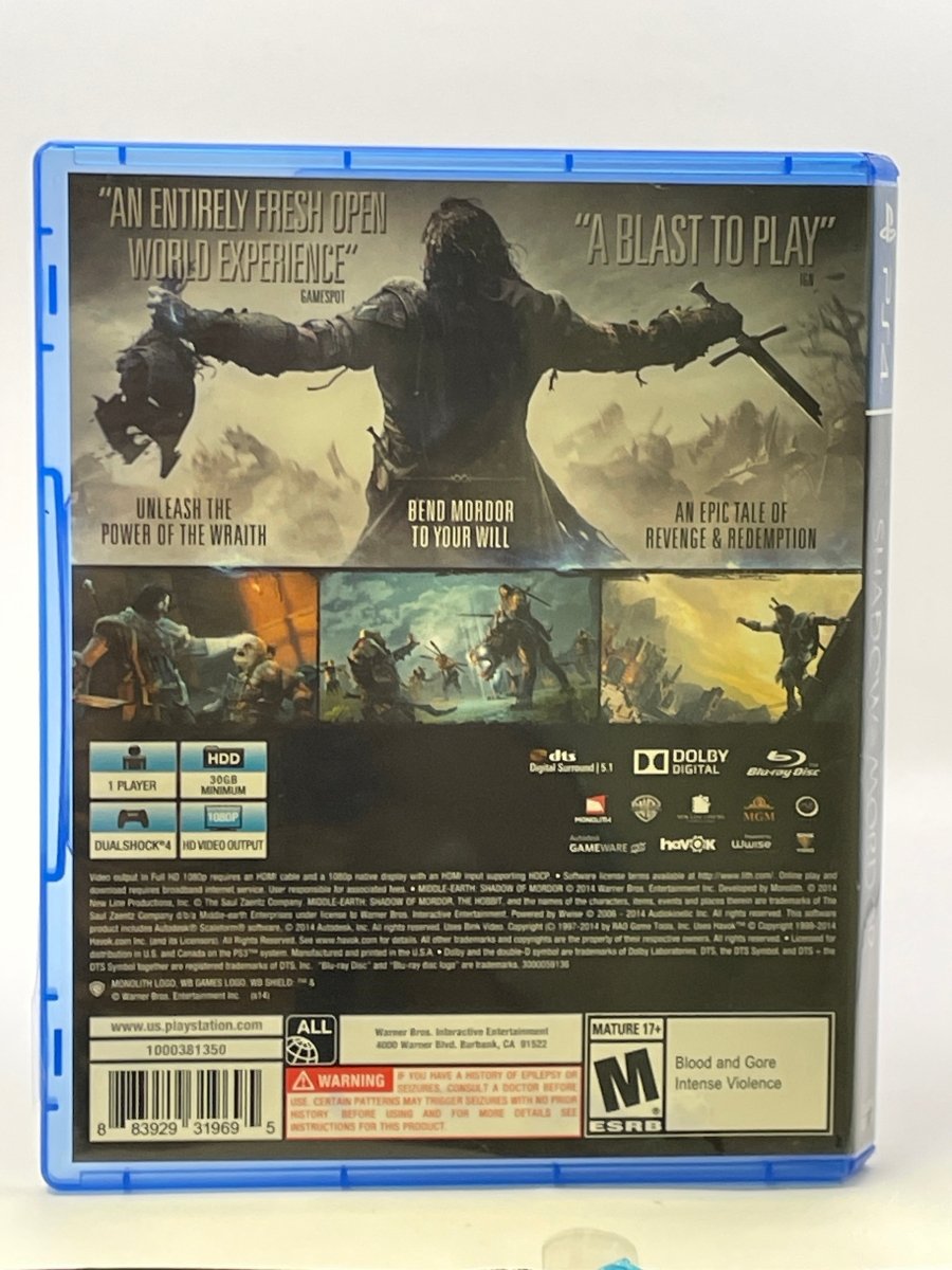 Middle Earth: Shadow of Mordor CL01 (CIB) PlayStation 4