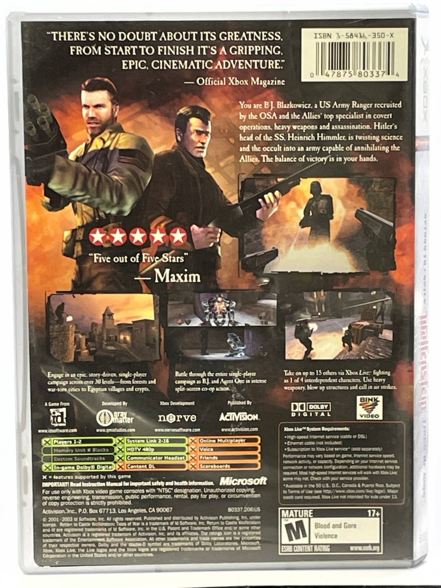 Return to Castle Wolfenstein [Platinum Hits] CL01 (Missing Manual) Original Xbox