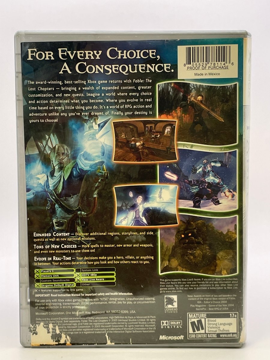 Fable The Lost Chapters [Best Of Platinum Hits] CL01 (Missing Manual) Original Xbox