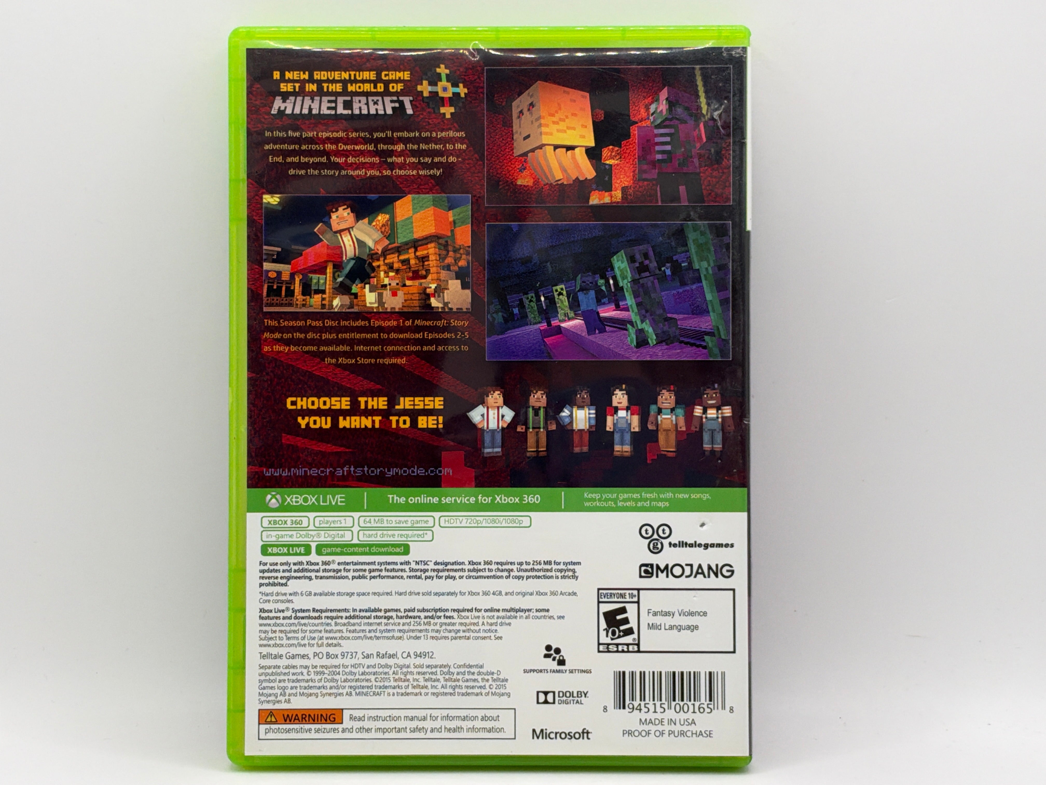 Minecraft: Story Mode Season Pass CL01 (CIB) Xbox 360