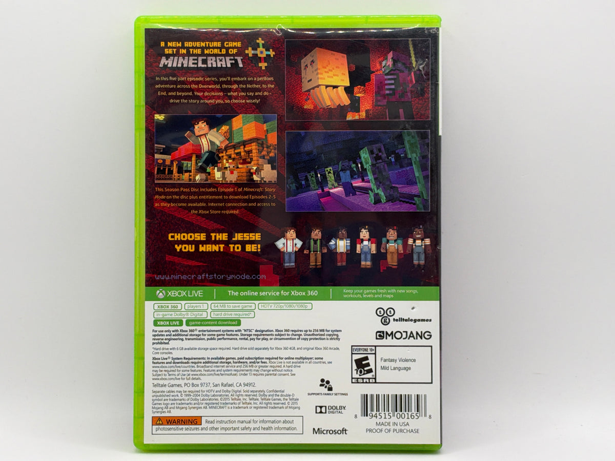 Minecraft: Story Mode Season Pass CL01 (CIB) Xbox 360