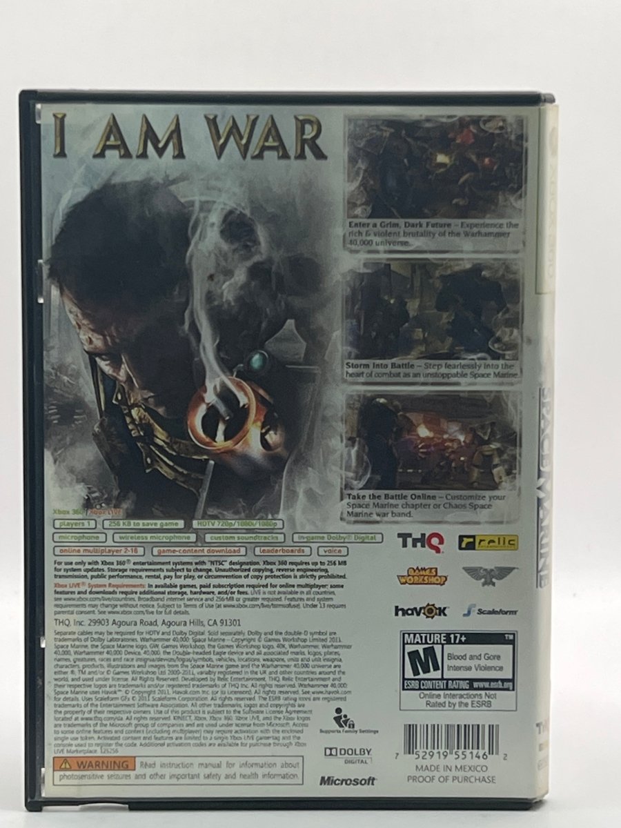 Warhammer 40,000: Space Marine CL01 (CIB) Xbox 360