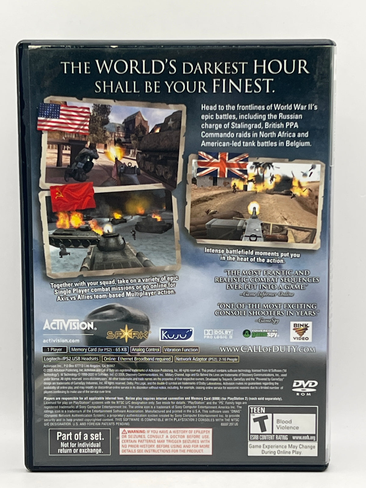 Call of Duty Finest Hour CL01 (CIB) PlayStation 2