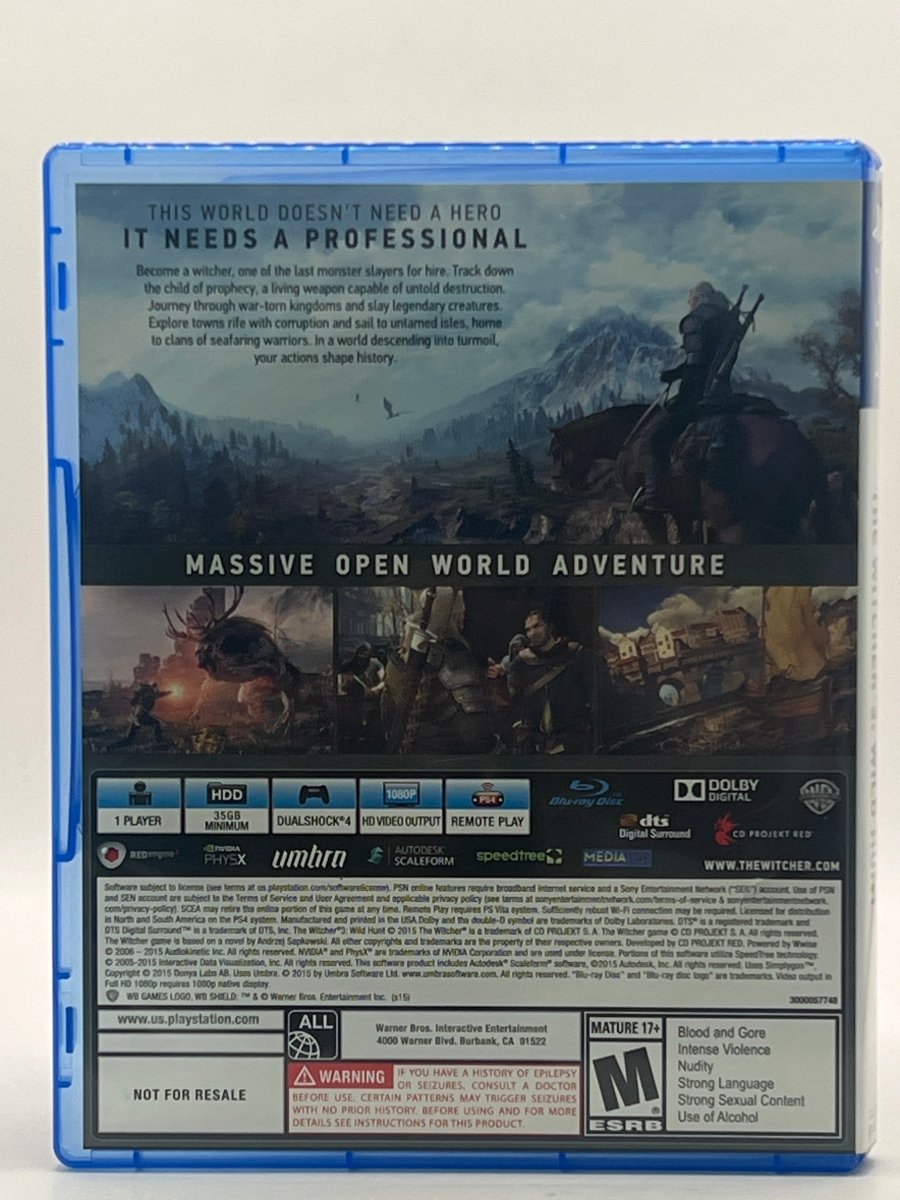The Witcher 3: Wild Hunt CL01 (CIB) PlayStation 4