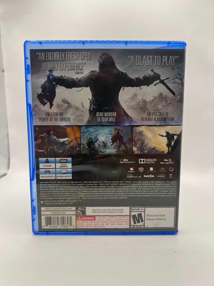 Middle Earth: Shadow of Mordor CL02 (CIB) PlayStation 4