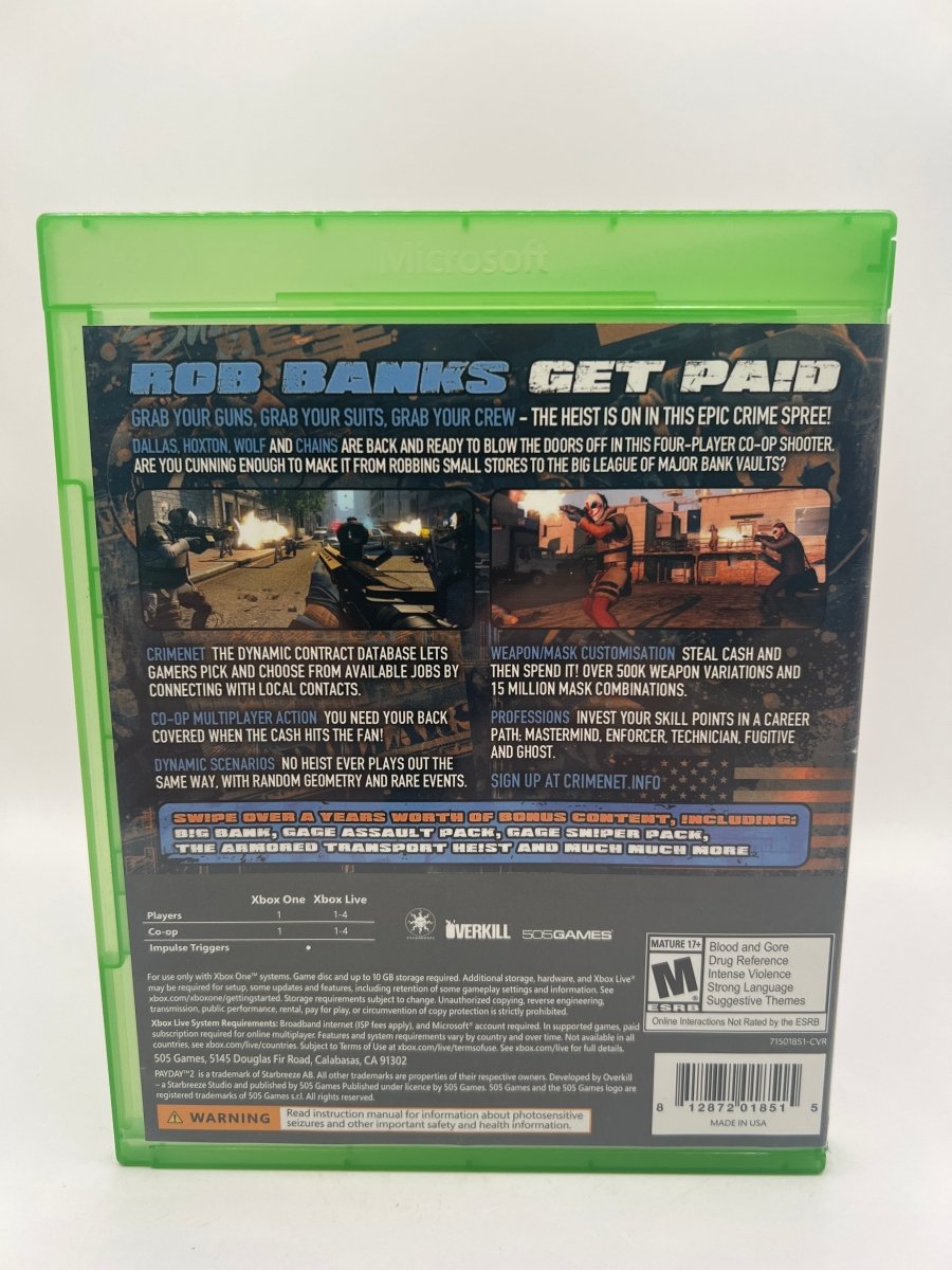 Payday 2: Crimewave CL01 (CIB) Xbox One