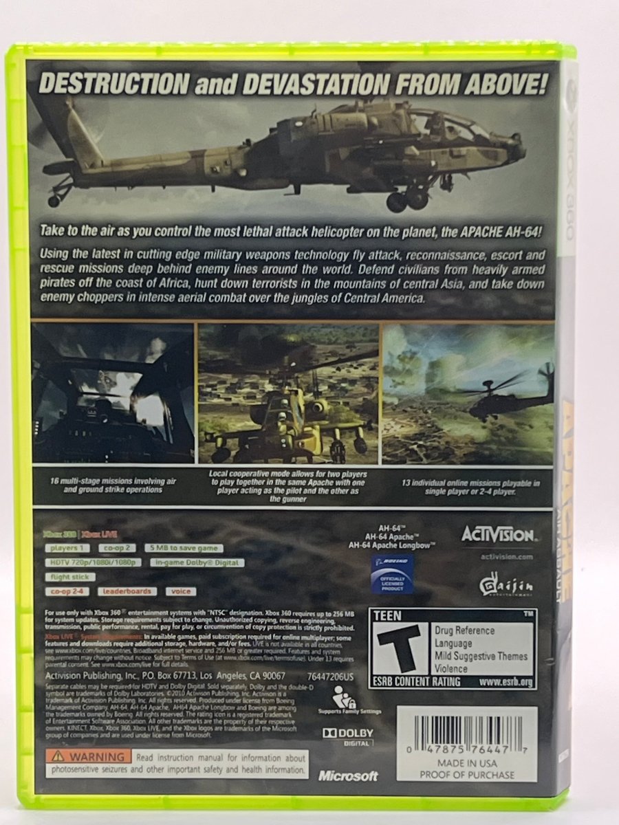 Apache: Air Assault CL01 (CIB) Xbox 360