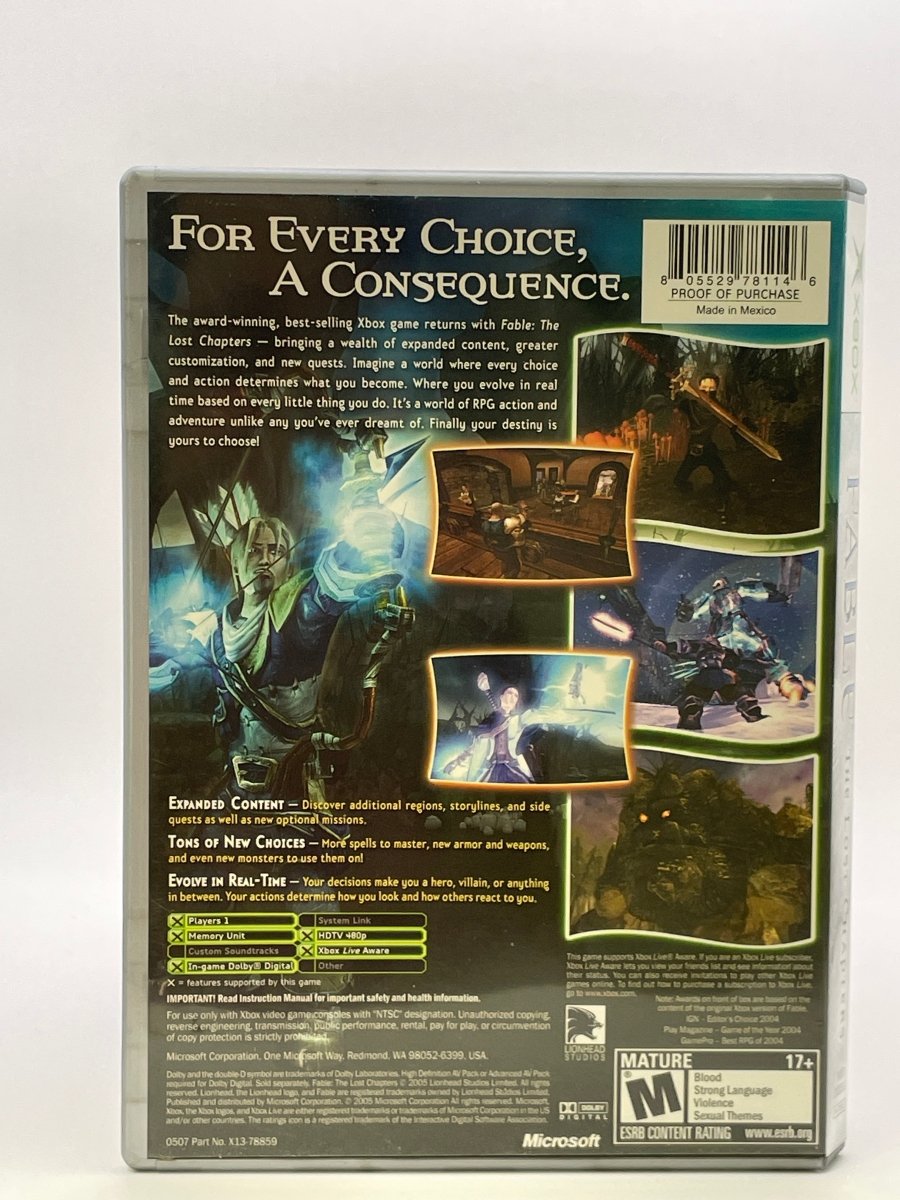 Fable The Lost Chapters [Best Of Platinum Hits] CL01 (CIB) Original Xbox