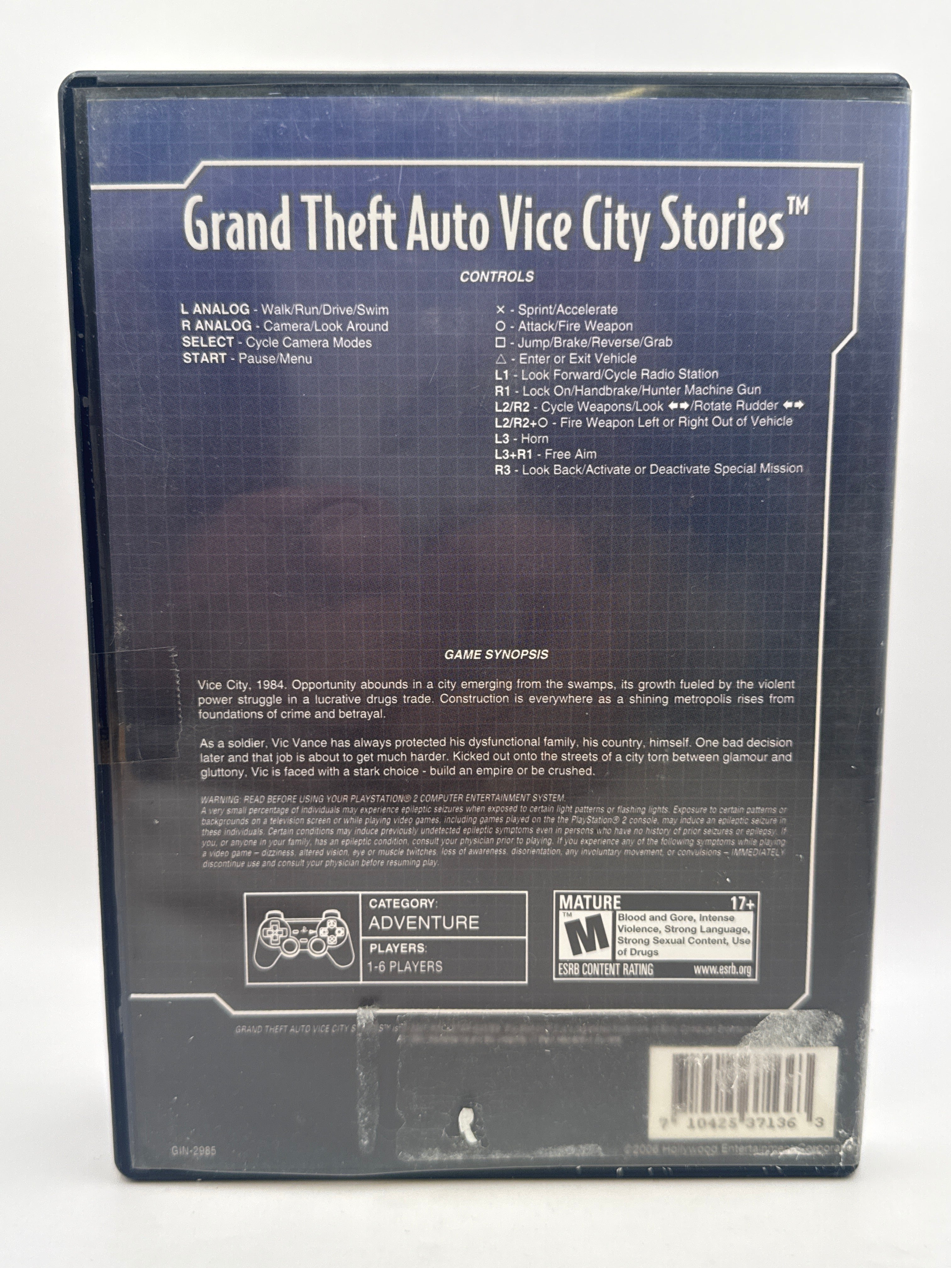 Grand Theft Auto Vice City Stories CL01 (Missing Manual) PlayStation 2