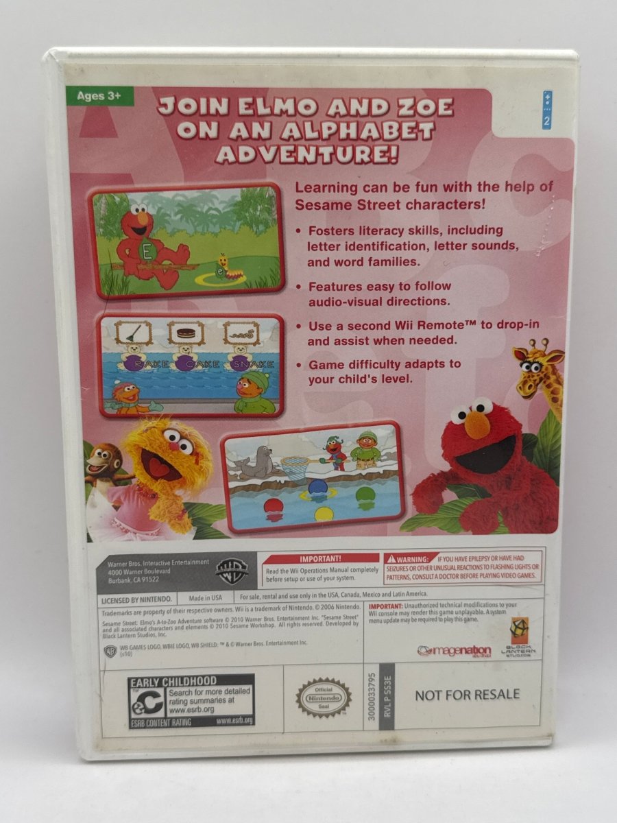 Sesame Street: Elmo's A-To-Zoo Adventure CL01 (CIB) Nintendo Wii