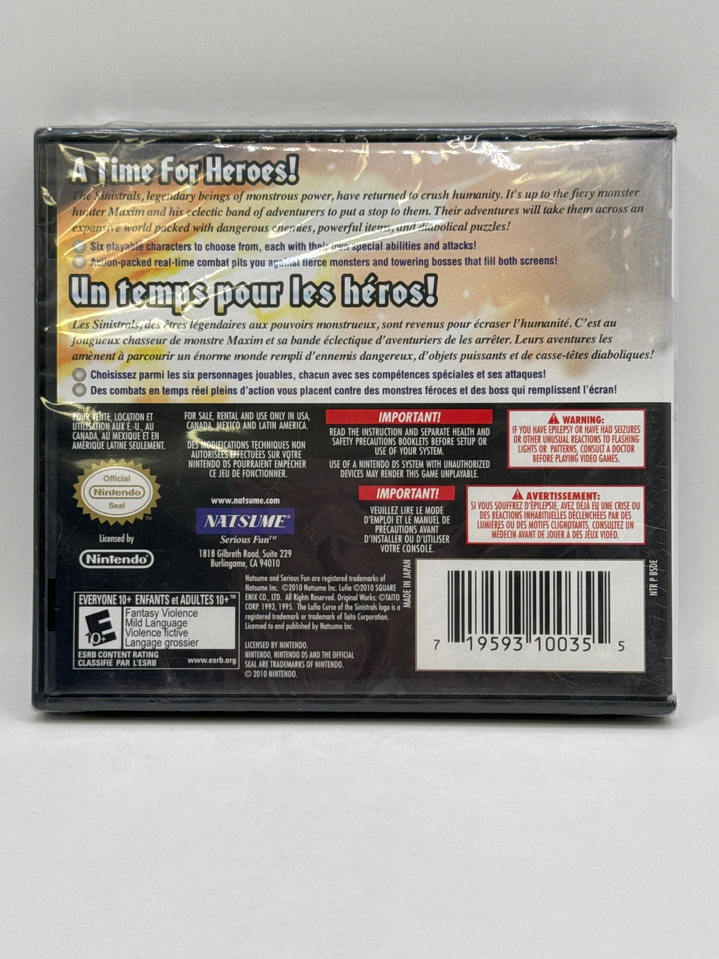 Lufia Curse of the Sinistrals CL01 (New) Nintendo DS