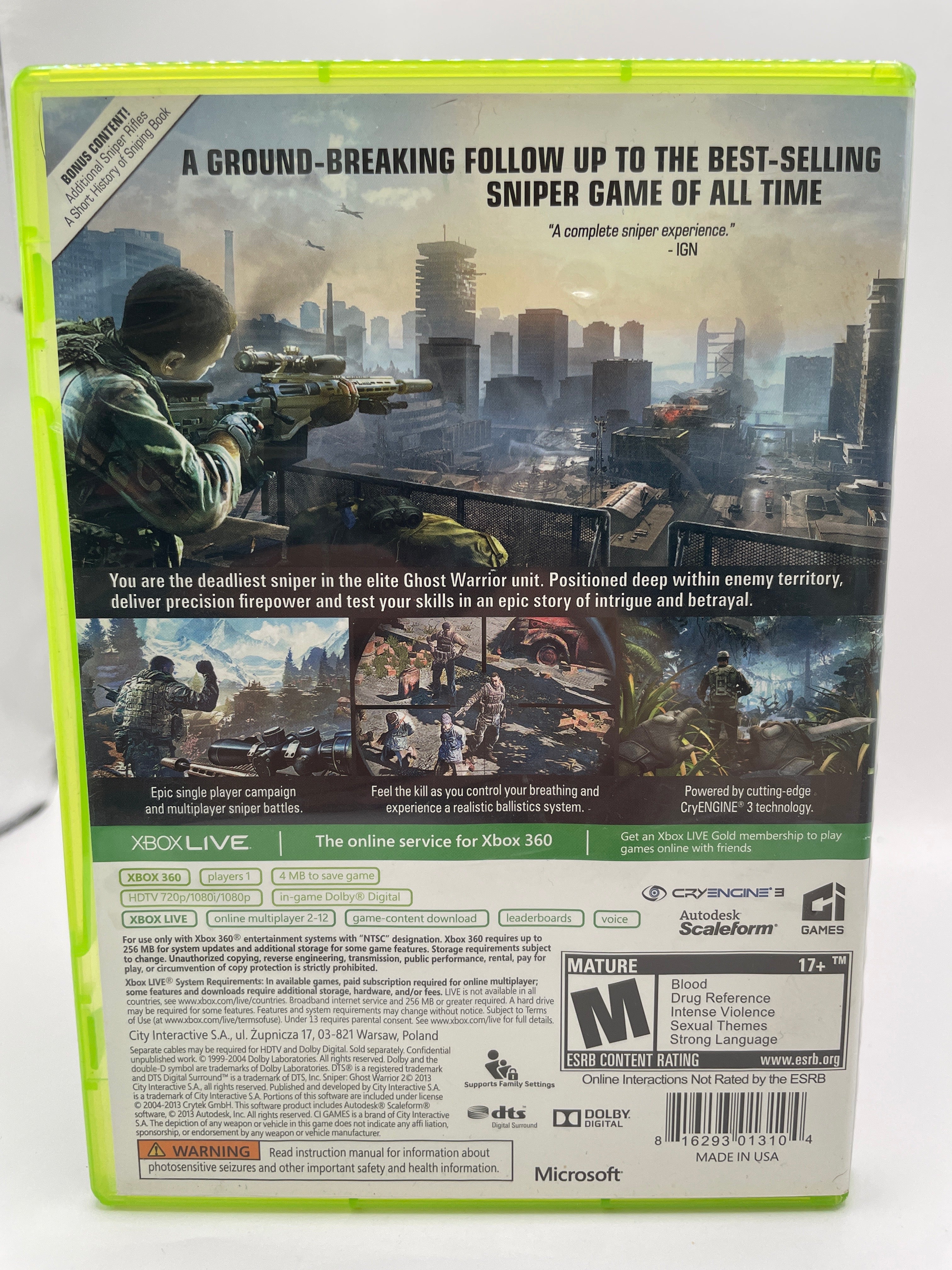 Sniper Ghost Warrior 2 [Limited Edition] CL01 (CIB) Xbox 360