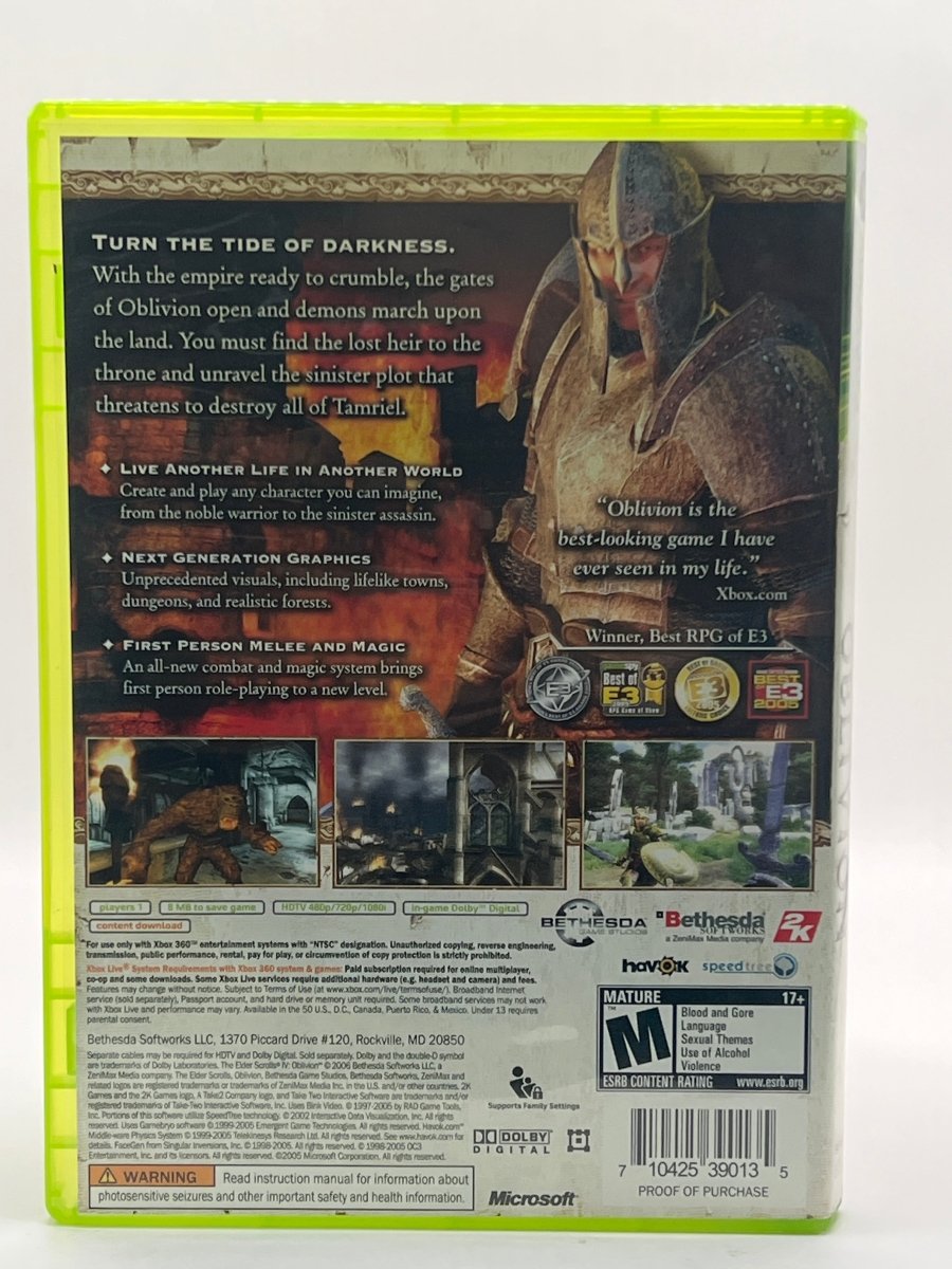 Elder Scrolls IV Oblivion CL02 (CIB) Xbox 360