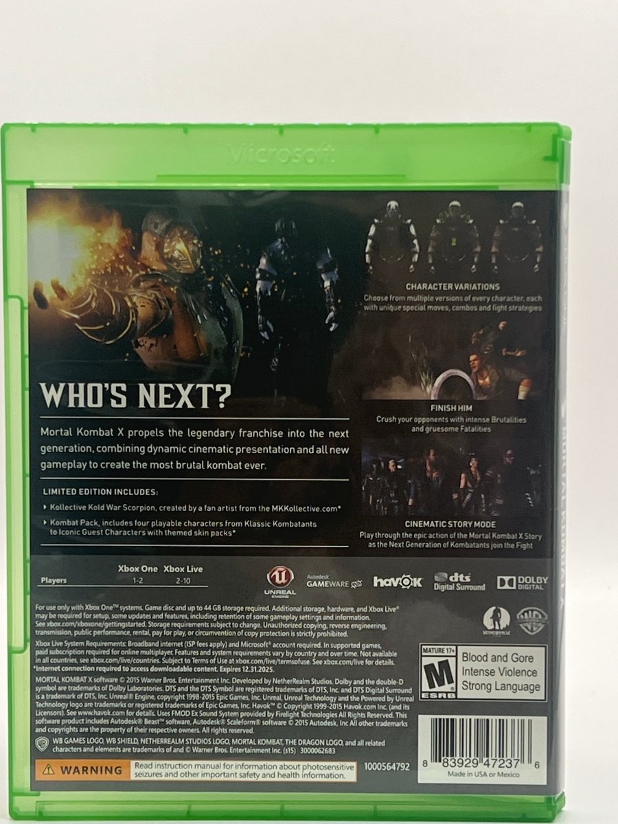 Mortal Kombat X Limited Edition CL01 (CIB) Xbox One