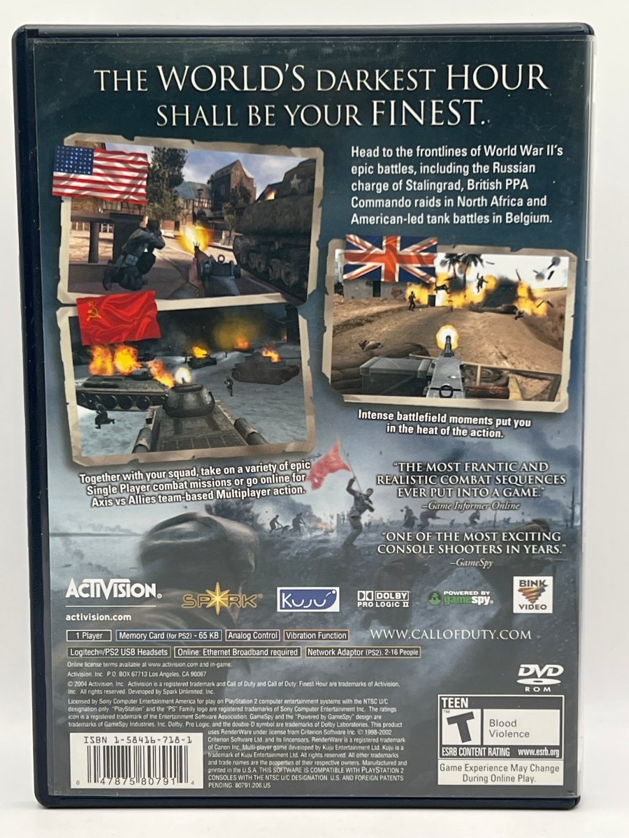 Call of Duty Finest Hour CL05 (CIB) PlayStation 2