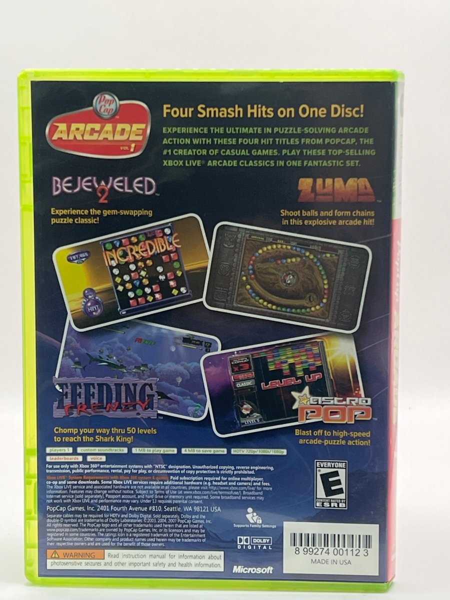 PopCap Arcade Vol. 1 CL01 (CIB) Xbox 360