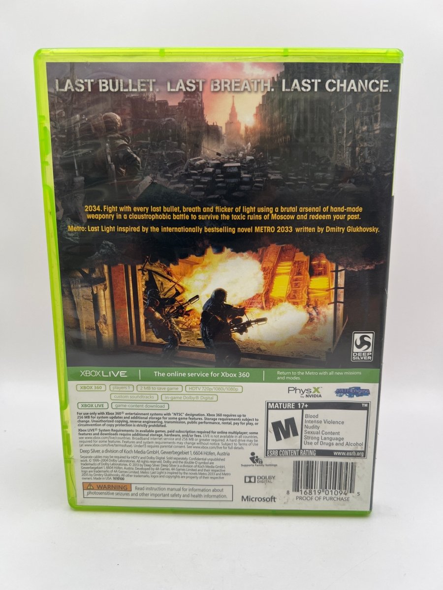 Metro: Last Light CL03 (CIB) Xbox 360