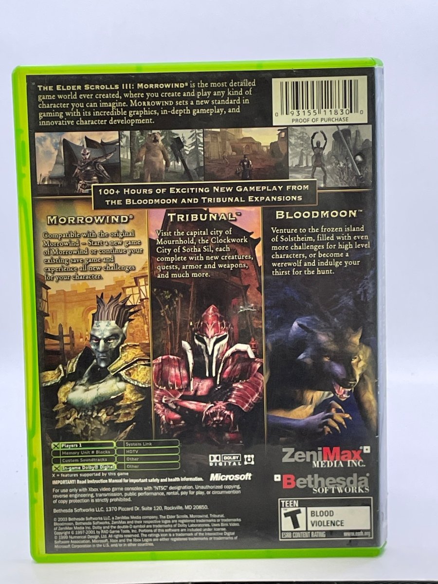 Elder Scrolls III Morrowind [Game of the Year] CL01 (CIB) Original Xbox