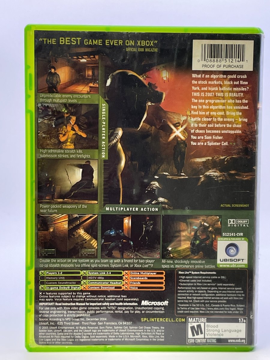 Splinter Cell Chaos Theory CL01 (CIB) Original Xbox