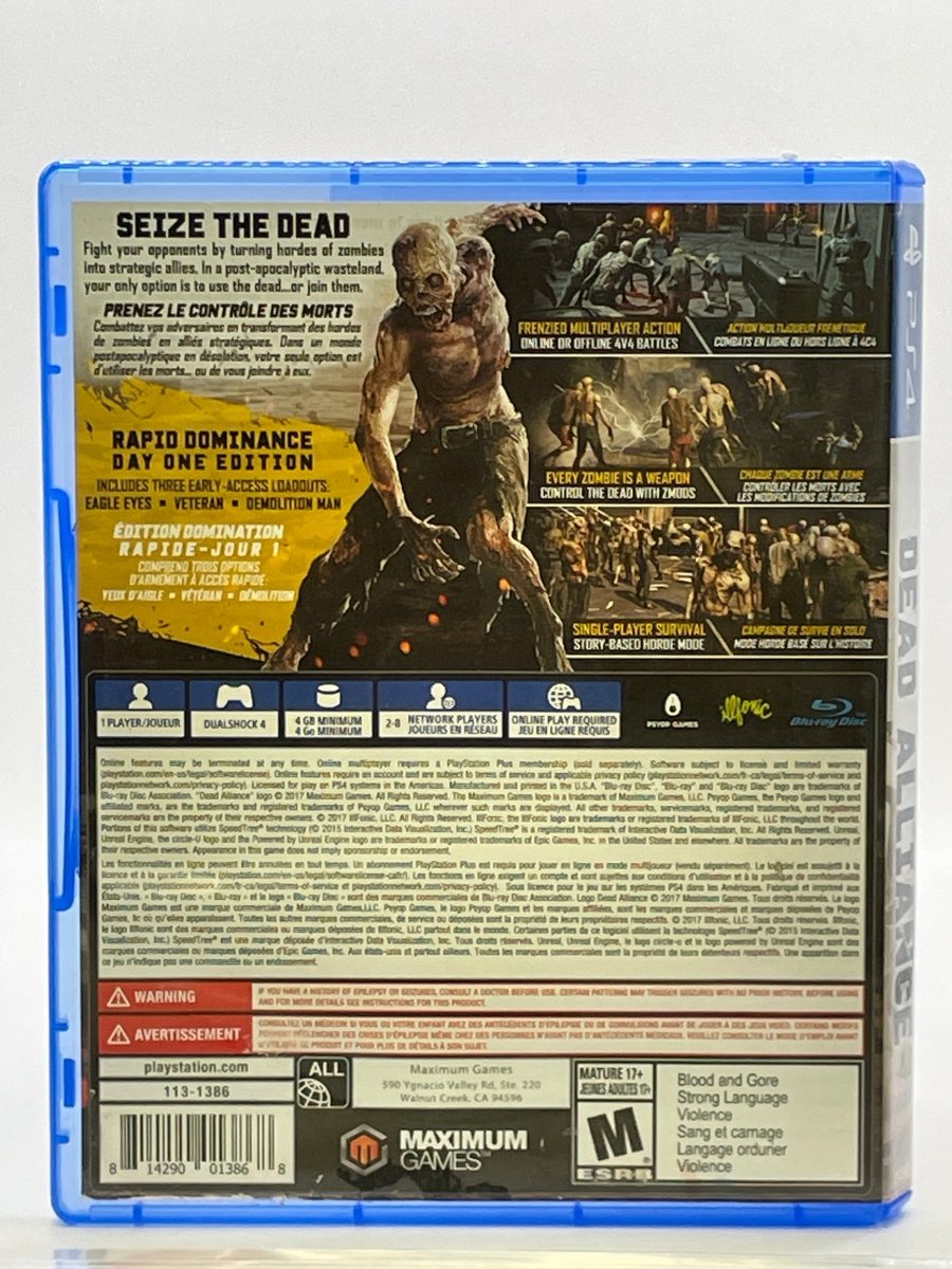 Dead Alliance 2018 CL01 (CIB) PlayStation 4