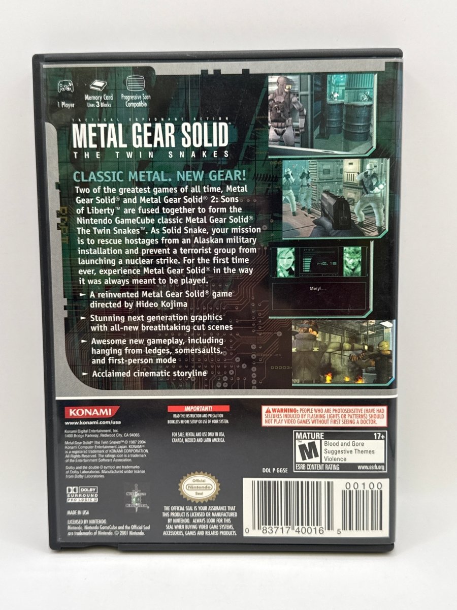 Metal Gear Solid Twin Snakes CL01 (CIB) Nintendo GameCube