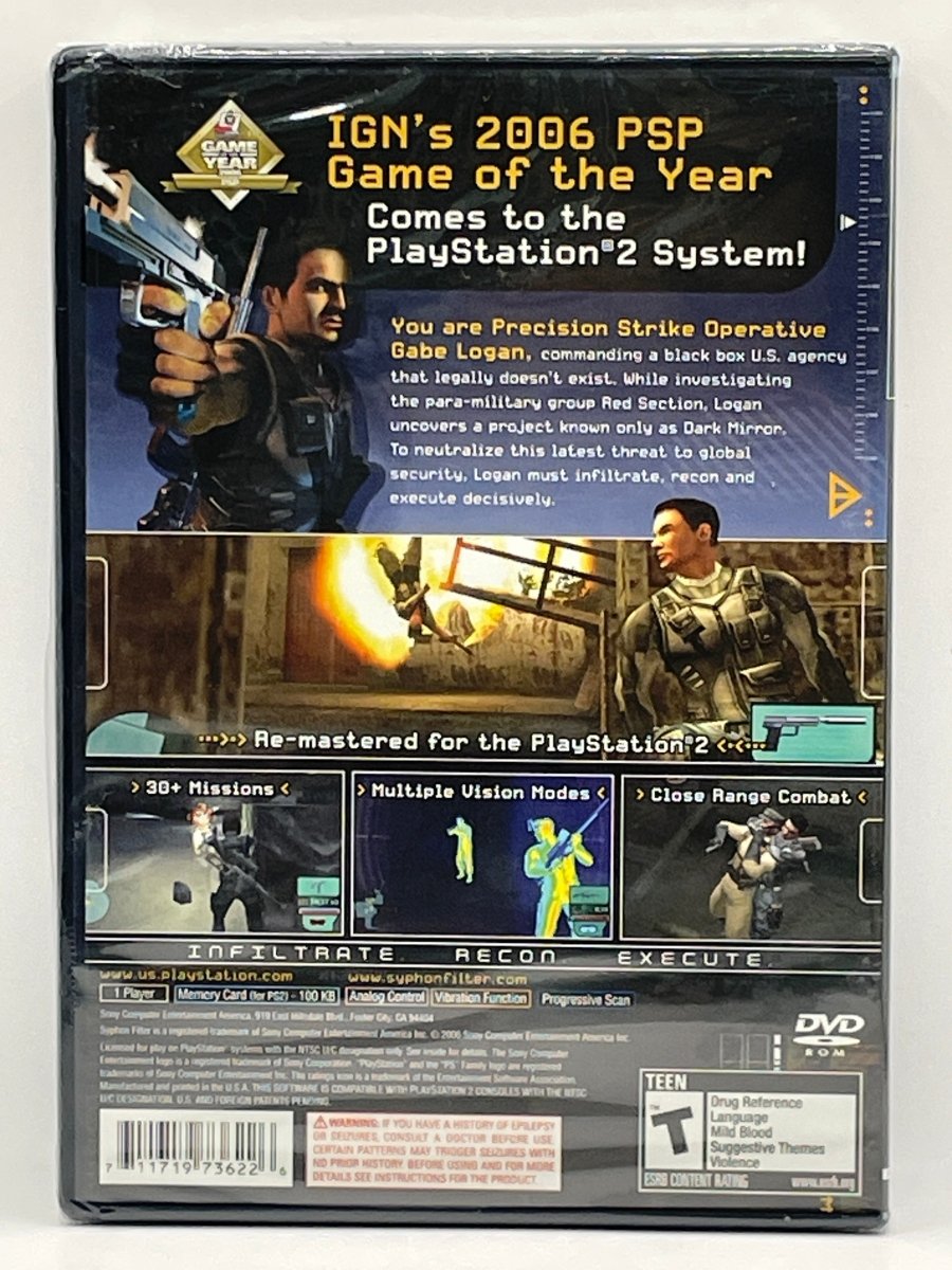 Syphon Filter Dark Mirror CL28 (NEW) PlayStation 2
