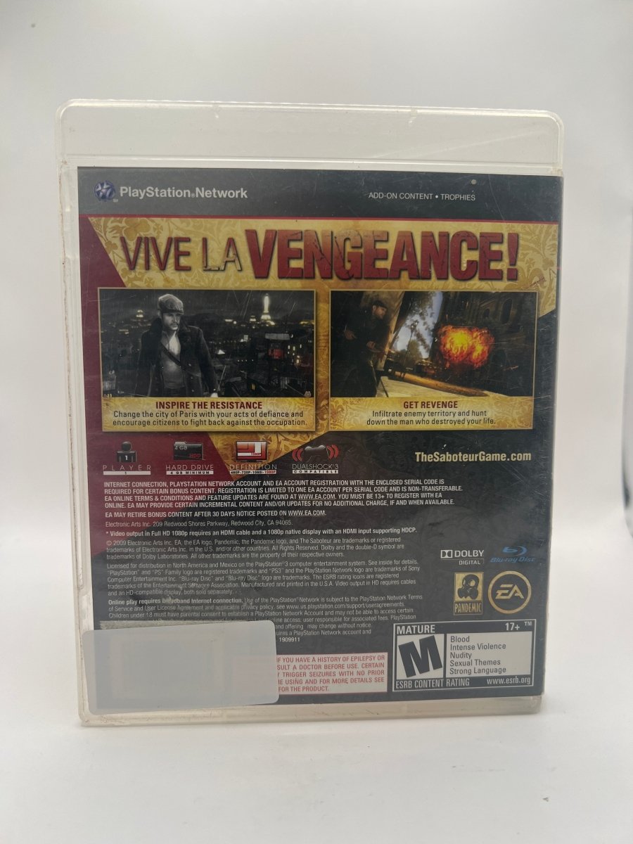 The Saboteur CL01 (Missing Manual) Playstation 3