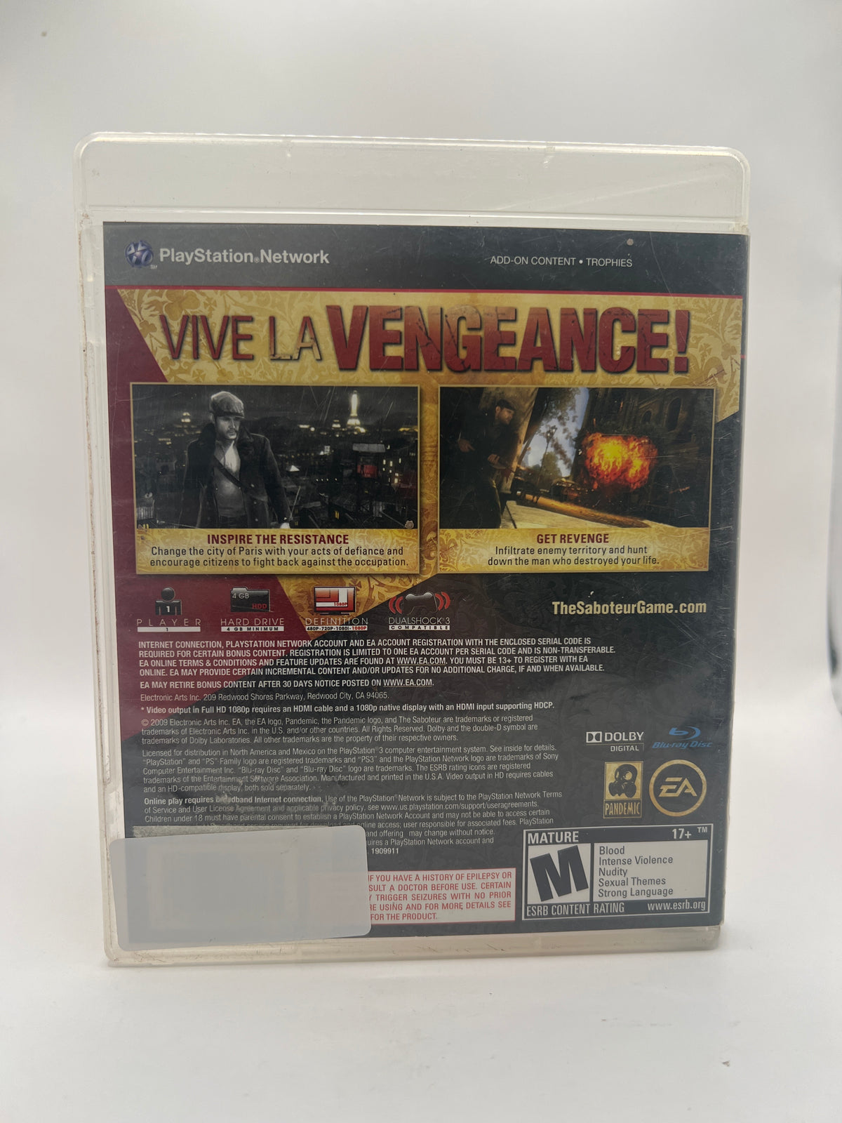 The Saboteur CL01 (Missing Manual) Playstation 3