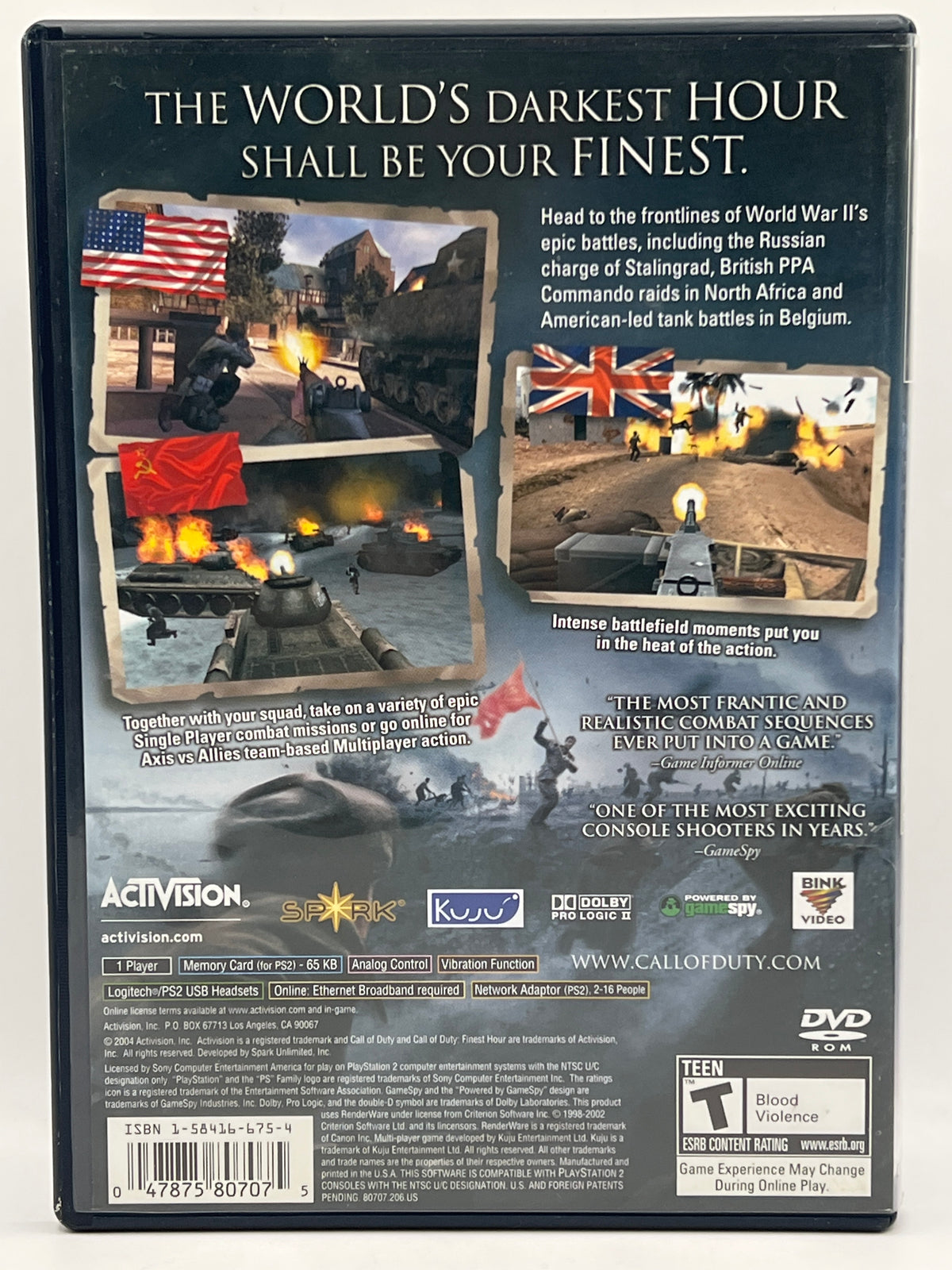 Call of Duty Finest Hour CL04 (CIB) PlayStation 2