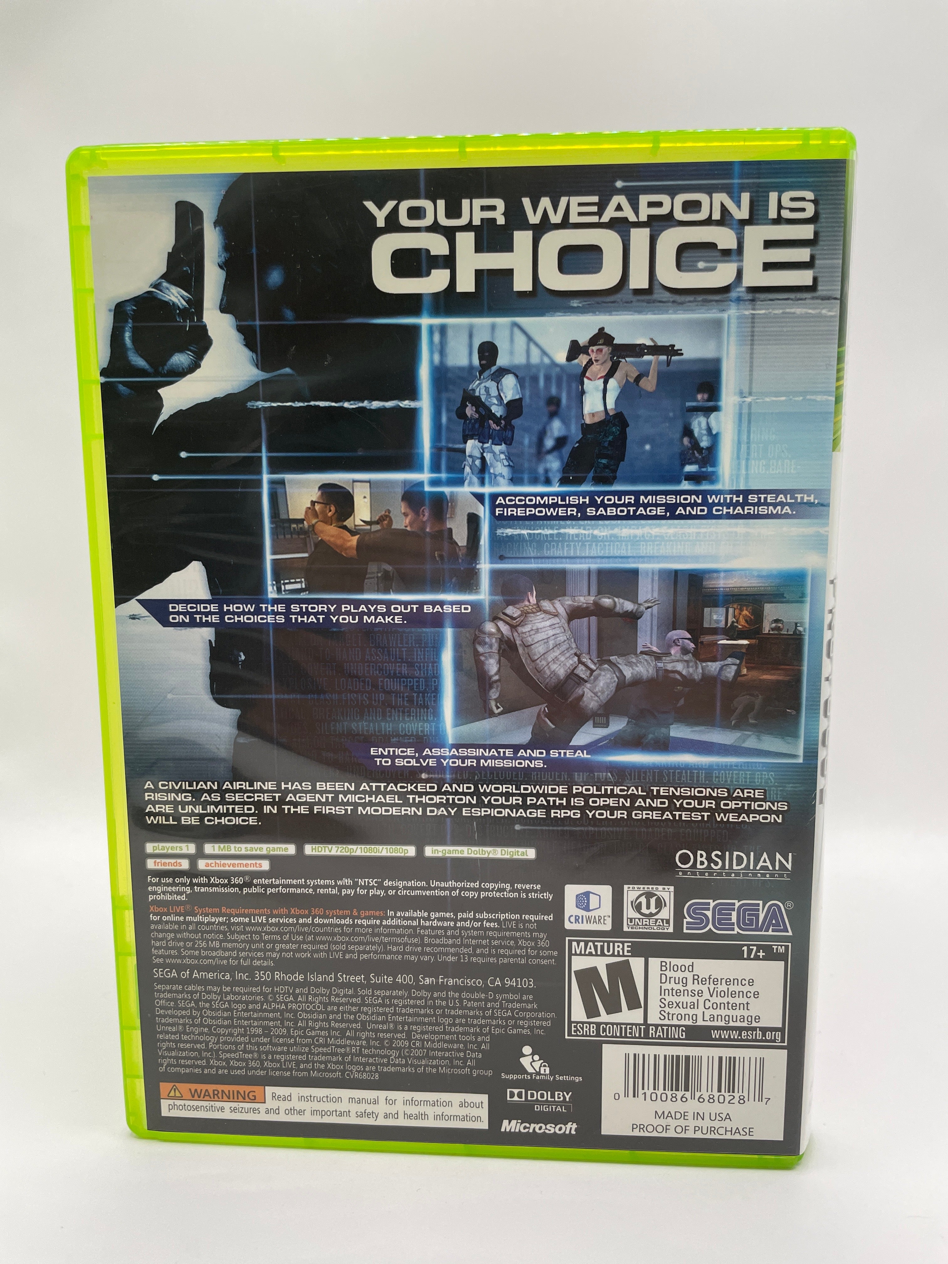 Alpha Protocol CL01 (CIB) Xbox 360