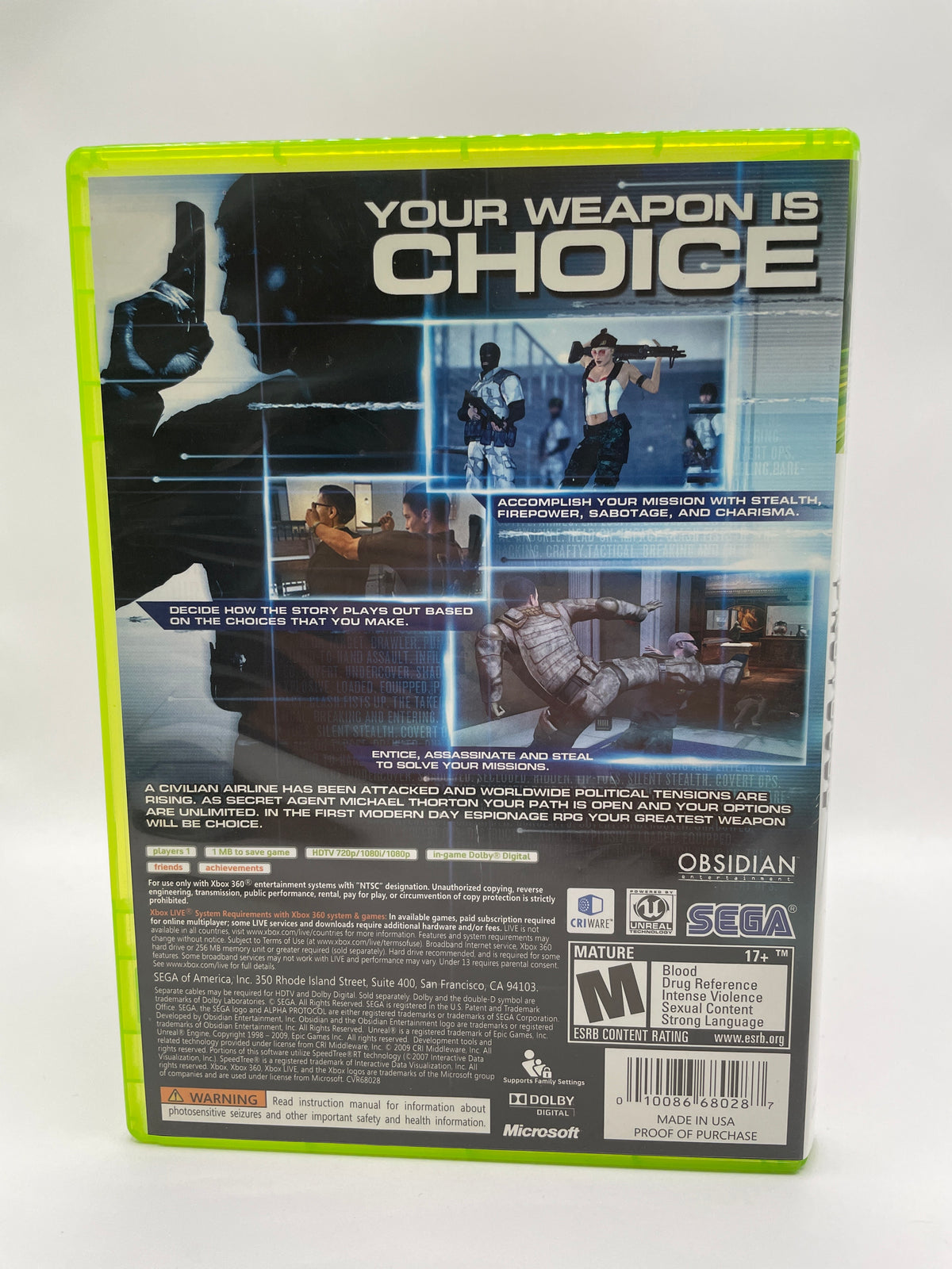 Alpha Protocol CL01 (CIB) Xbox 360