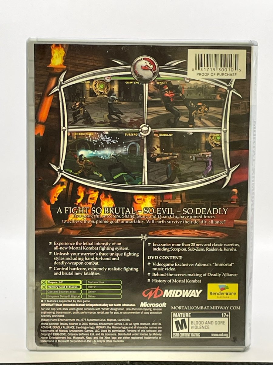 Mortal Kombat Deadly Alliance [Platinum Hits] CL01 (CIB) Original Xbox