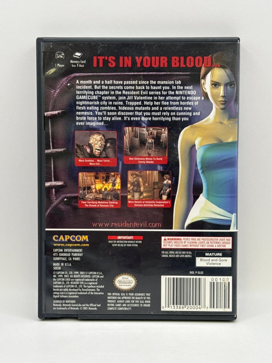 Resident Evil 3 Nemesis CL01 (CIB) Nintendo GameCube