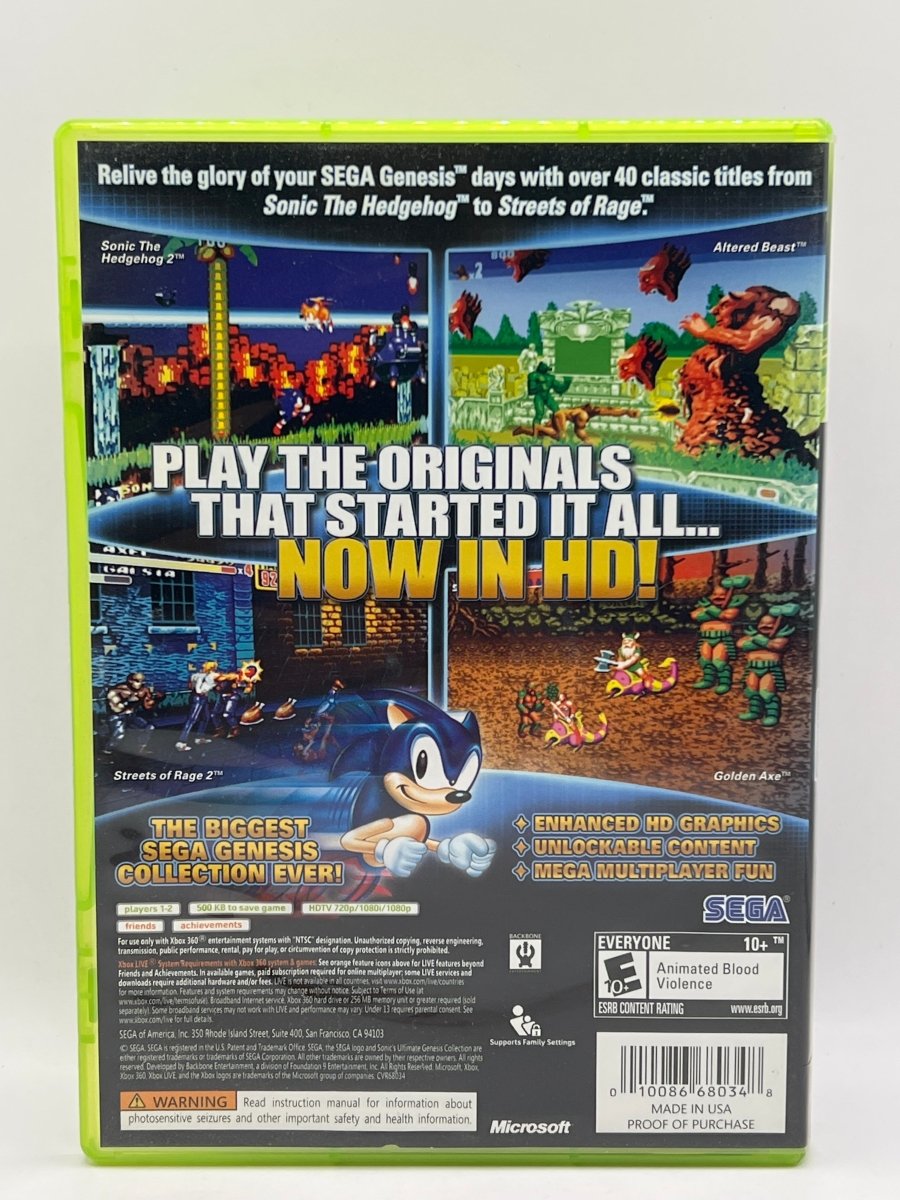Sonic's Ultimate Genesis Collection CL01 (CIB) Xbox 360