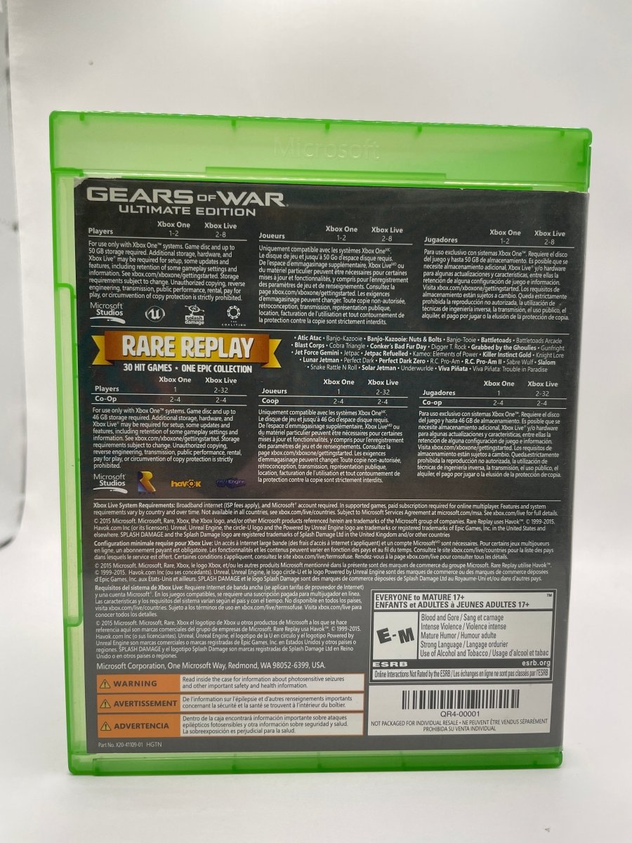 Gears of War Ultimate Edition and Rare Replay CL02 (CIB) Xbox One