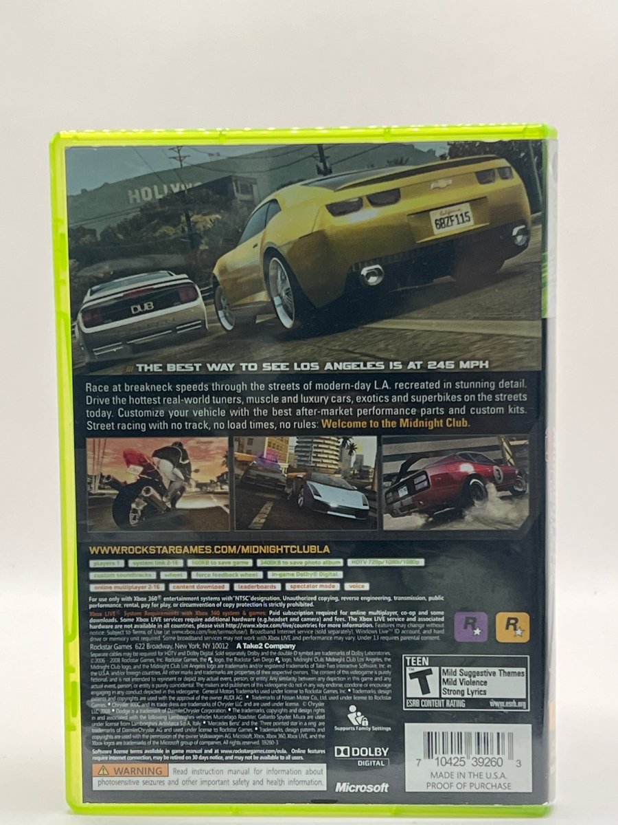 Midnight Club: Los Angeles CL01 (CIB) Xbox 360