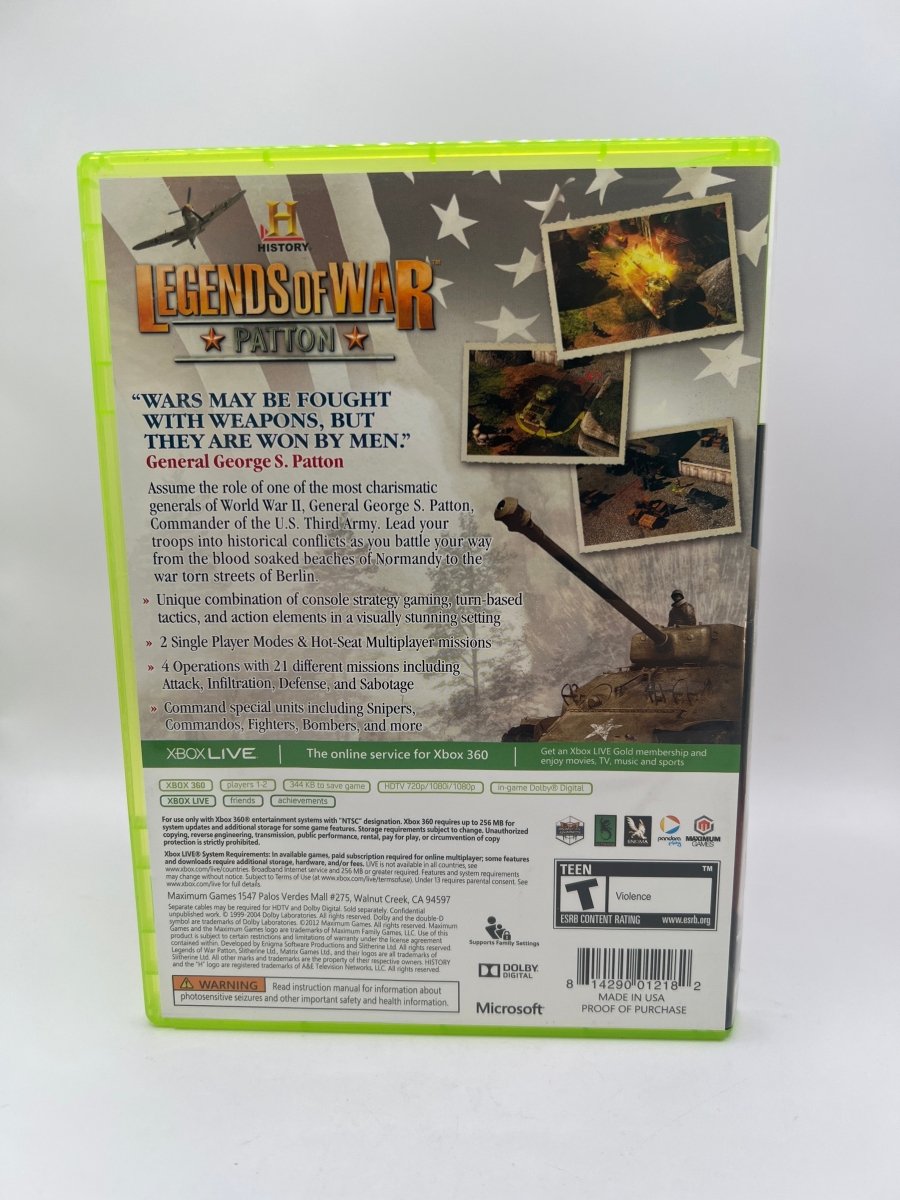 History Legends Of War: Patton CL02 (Missing Manual) Xbox 360