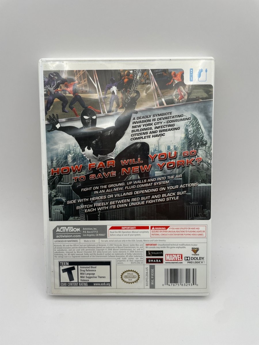 Spiderman Web Of Shadows CL01 (CIB) Nintendo Wii