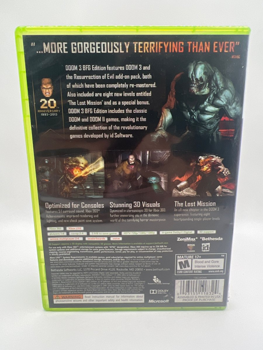 Doom 3 BFG Edition CL01 (CIB) Xbox 360