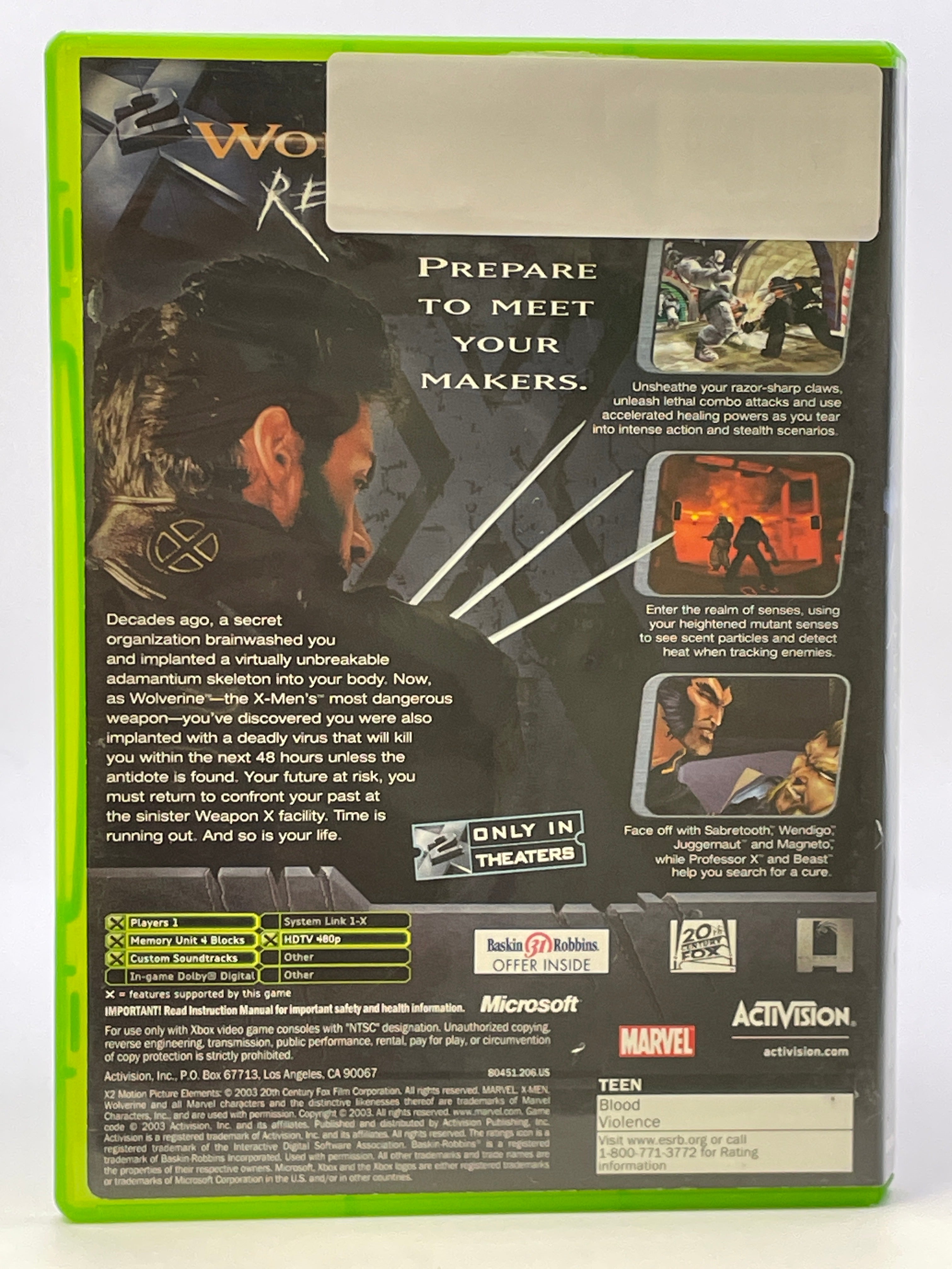 X2 Wolverines Revenge CL01 (Missing Manual) Original Xbox