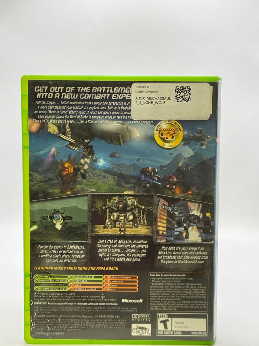MechAssault 2 Lone Wolf CL01 (CIB) Original Xbox
