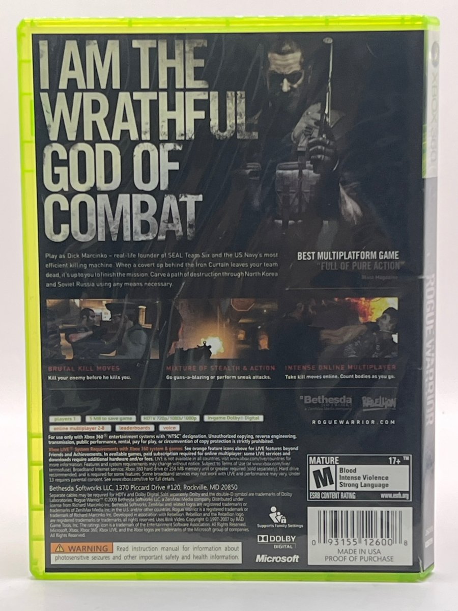 Rogue Warrior CL01 (CIB) Xbox 360