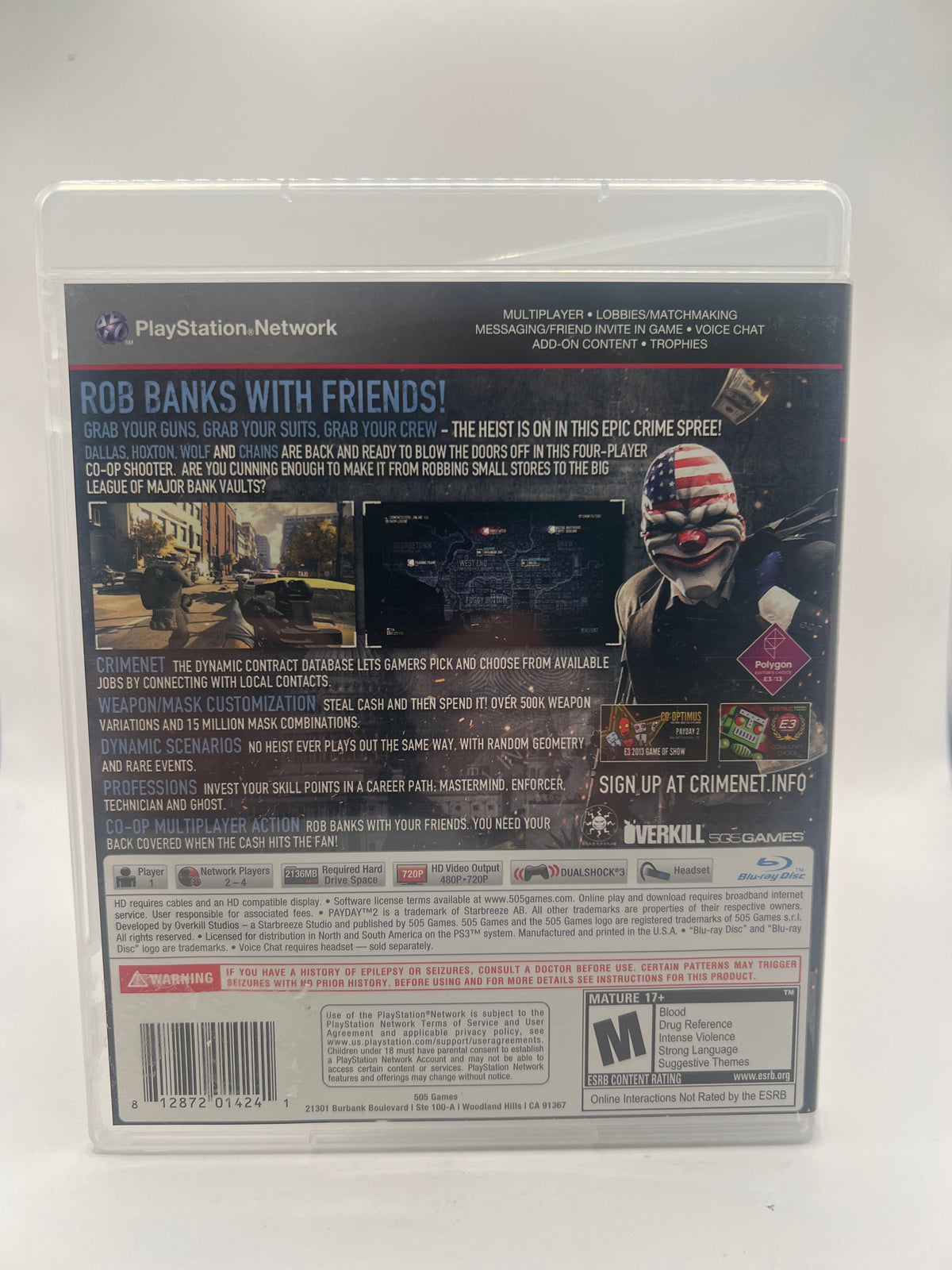 Payday 2 CL01 (CIB) Playstation 3