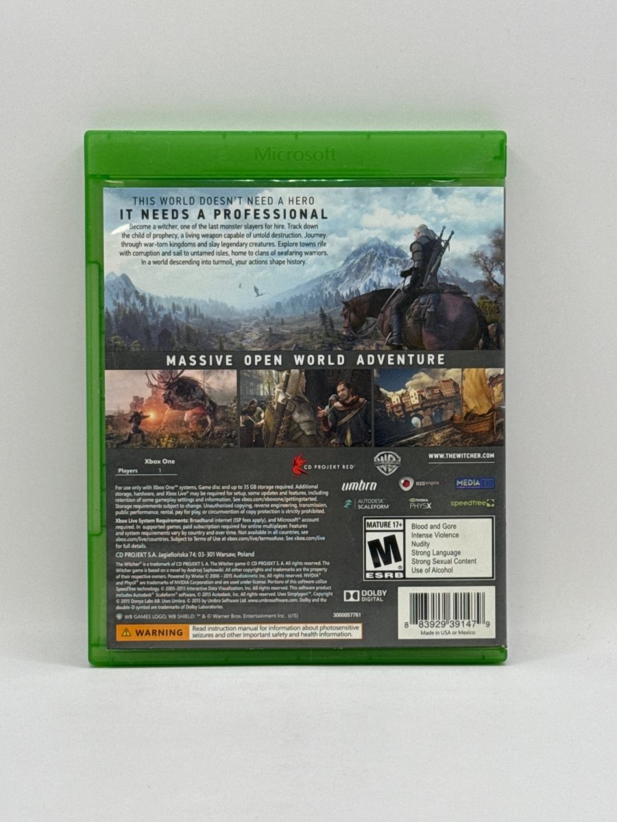 Witcher 3: Wild Hunt CL01 (CIB) Xbox One