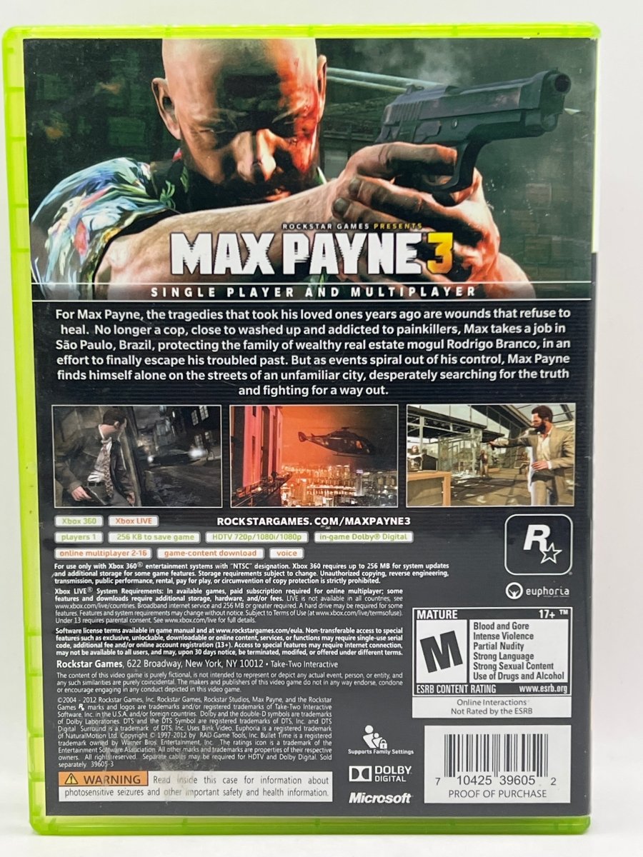 Max Payne 3 CL03 (CIB) Xbox 360