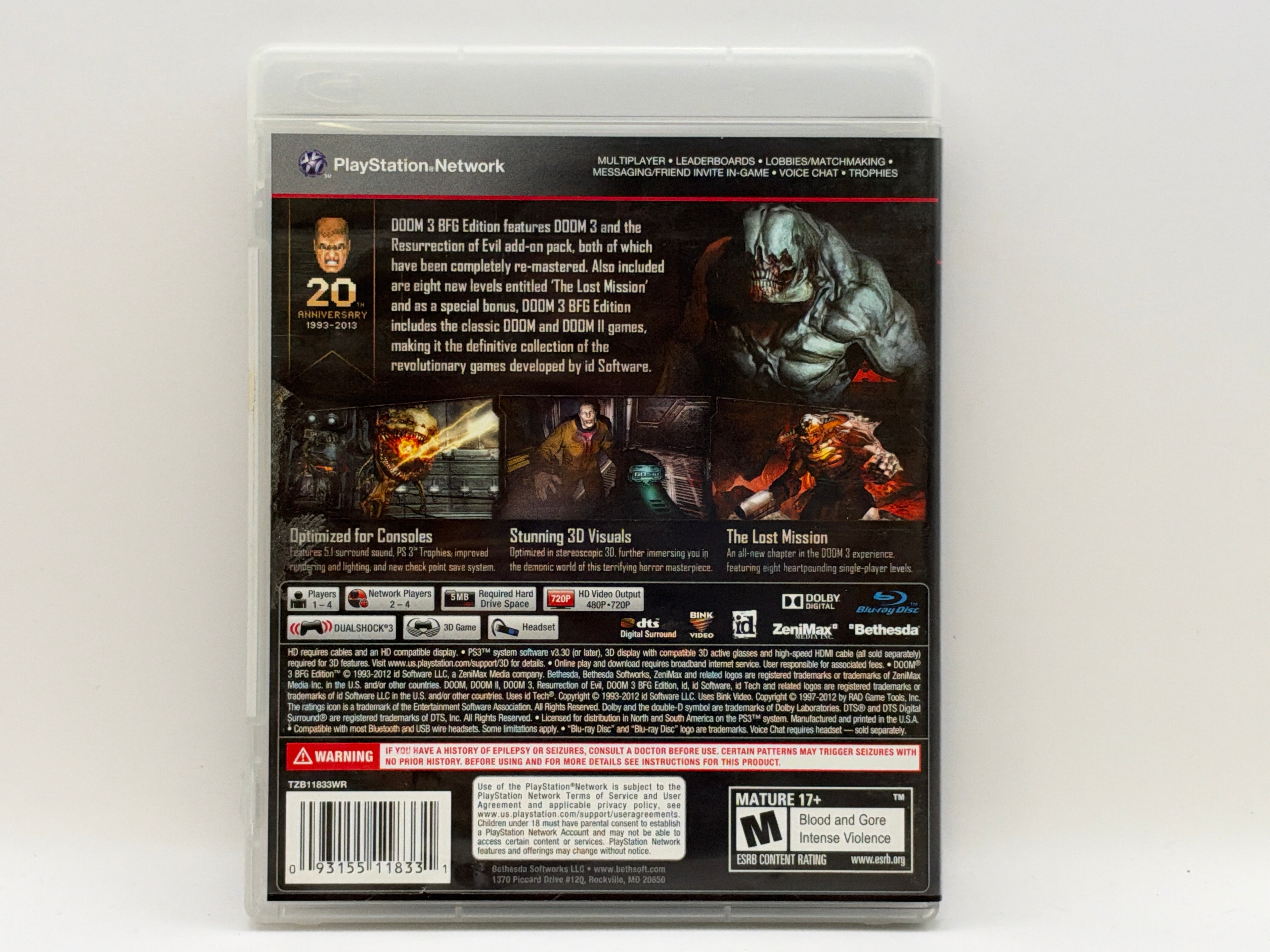 Doom 3 BFG Edition CL01 (CIB) Playstation 3