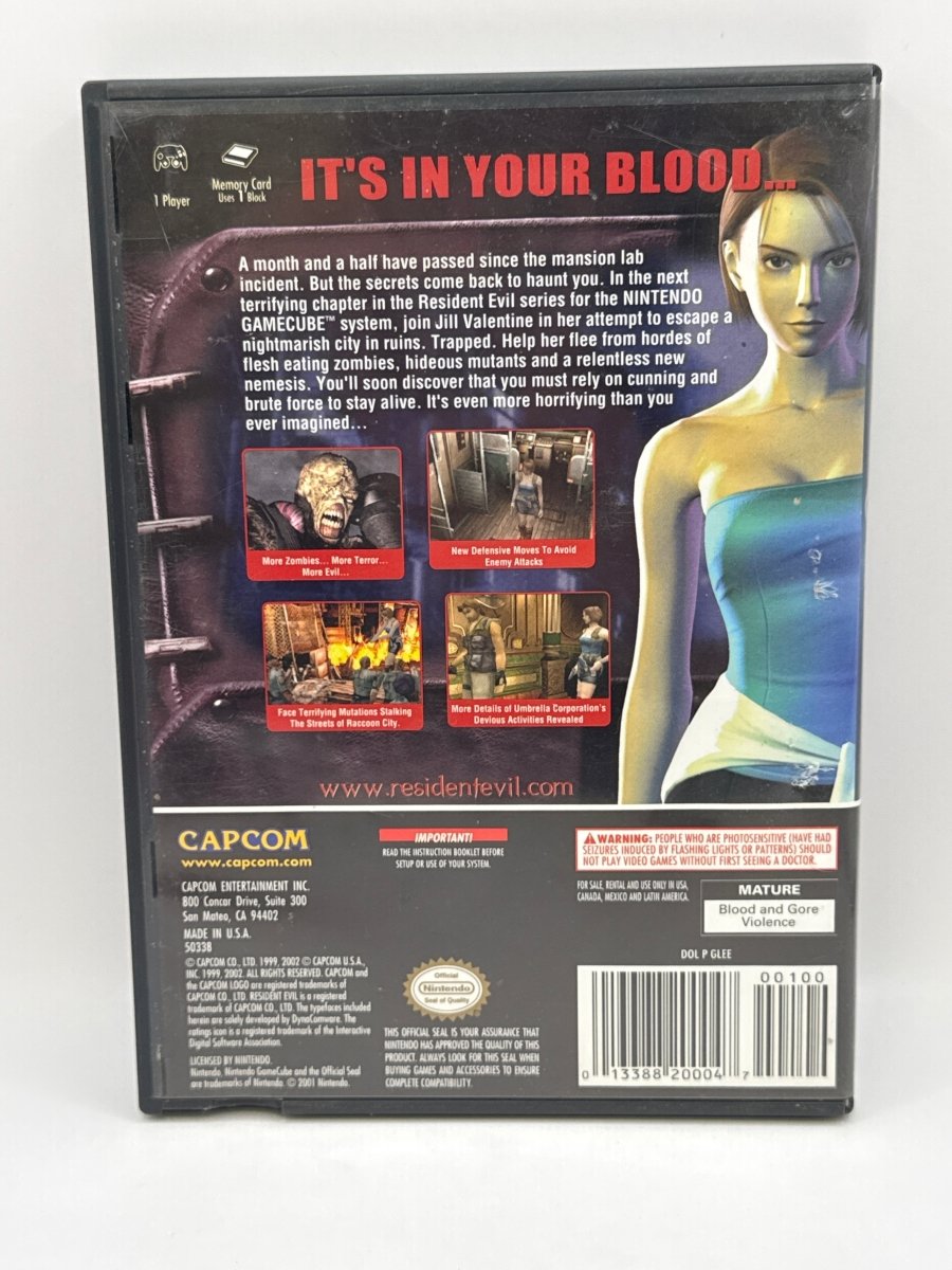 Resident Evil 3 Nemesis CL02 (CIB) Nintendo GameCube