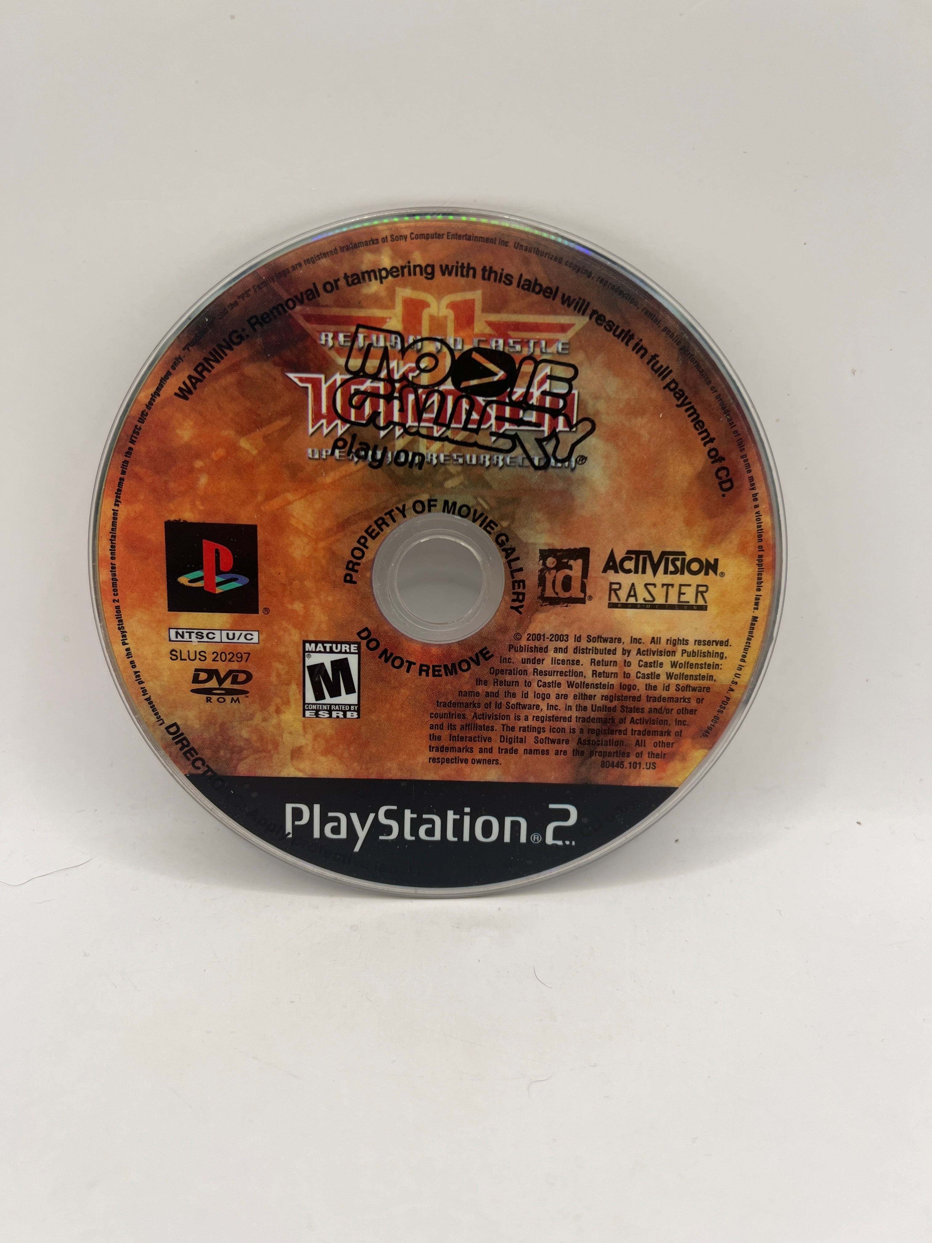 Return to Castle Wolfenstein CL01 (Disc Only) PlayStation 2